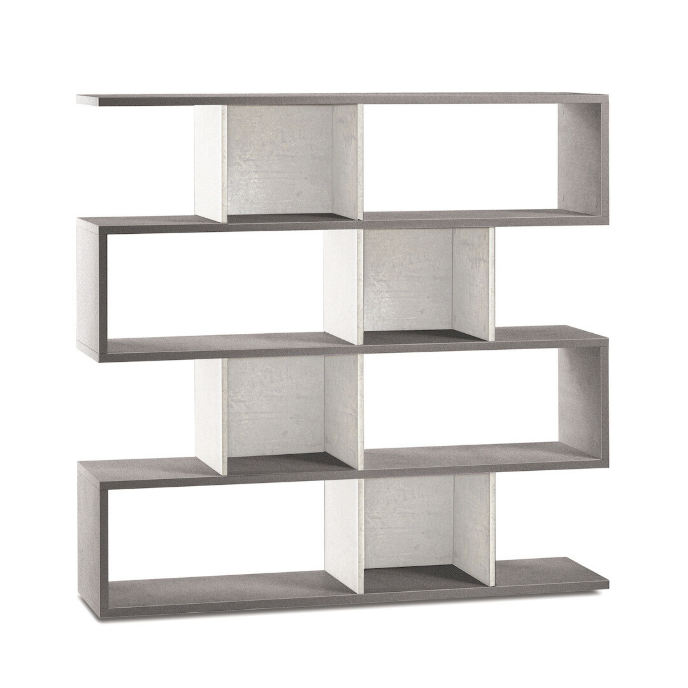 Libreria divisoria modulare "Riflessioni" in legno 4 piani moderna cm 150x38 144h