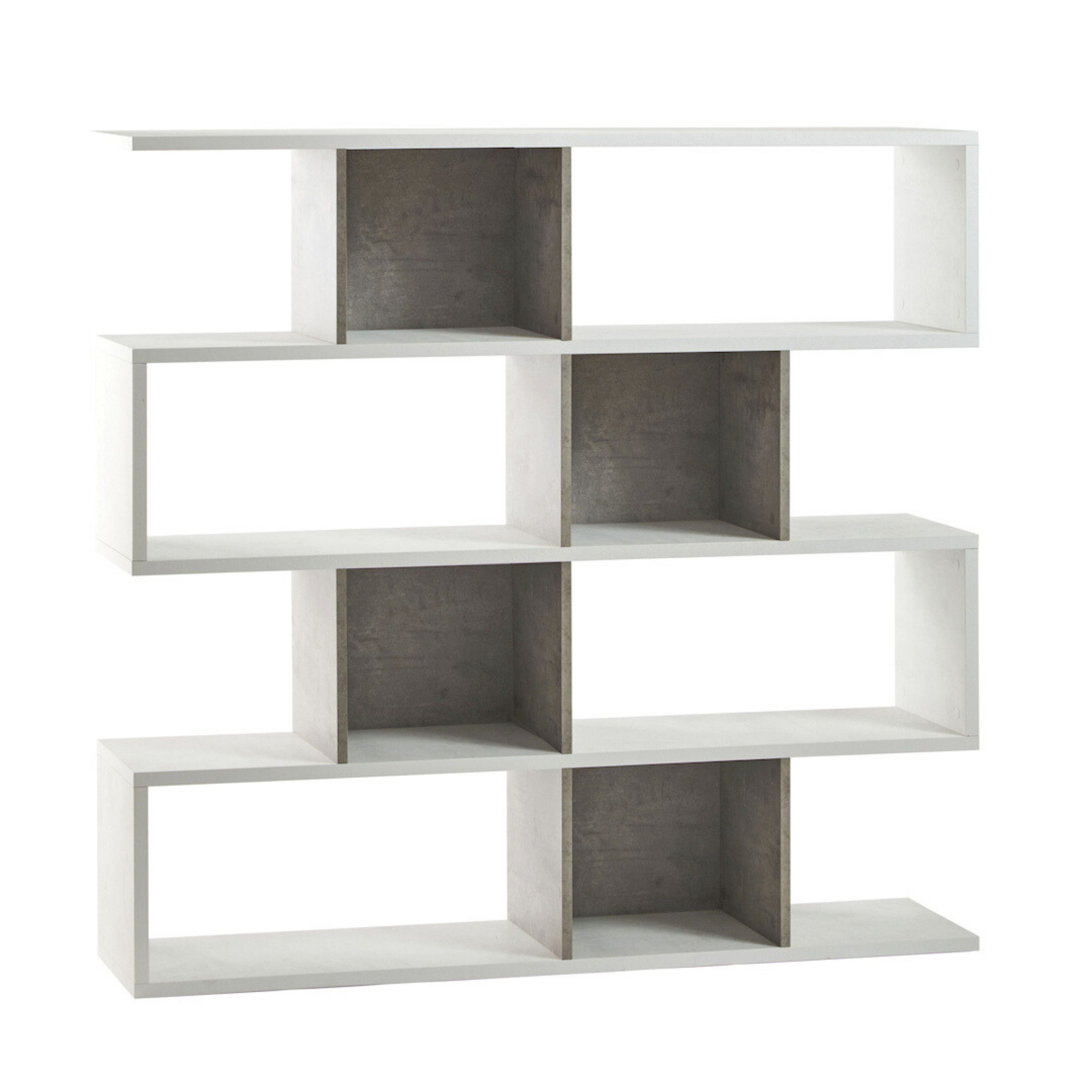 Libreria divisoria modulare "Riflessioni" in legno 4 piani moderna cm 150x38 144h