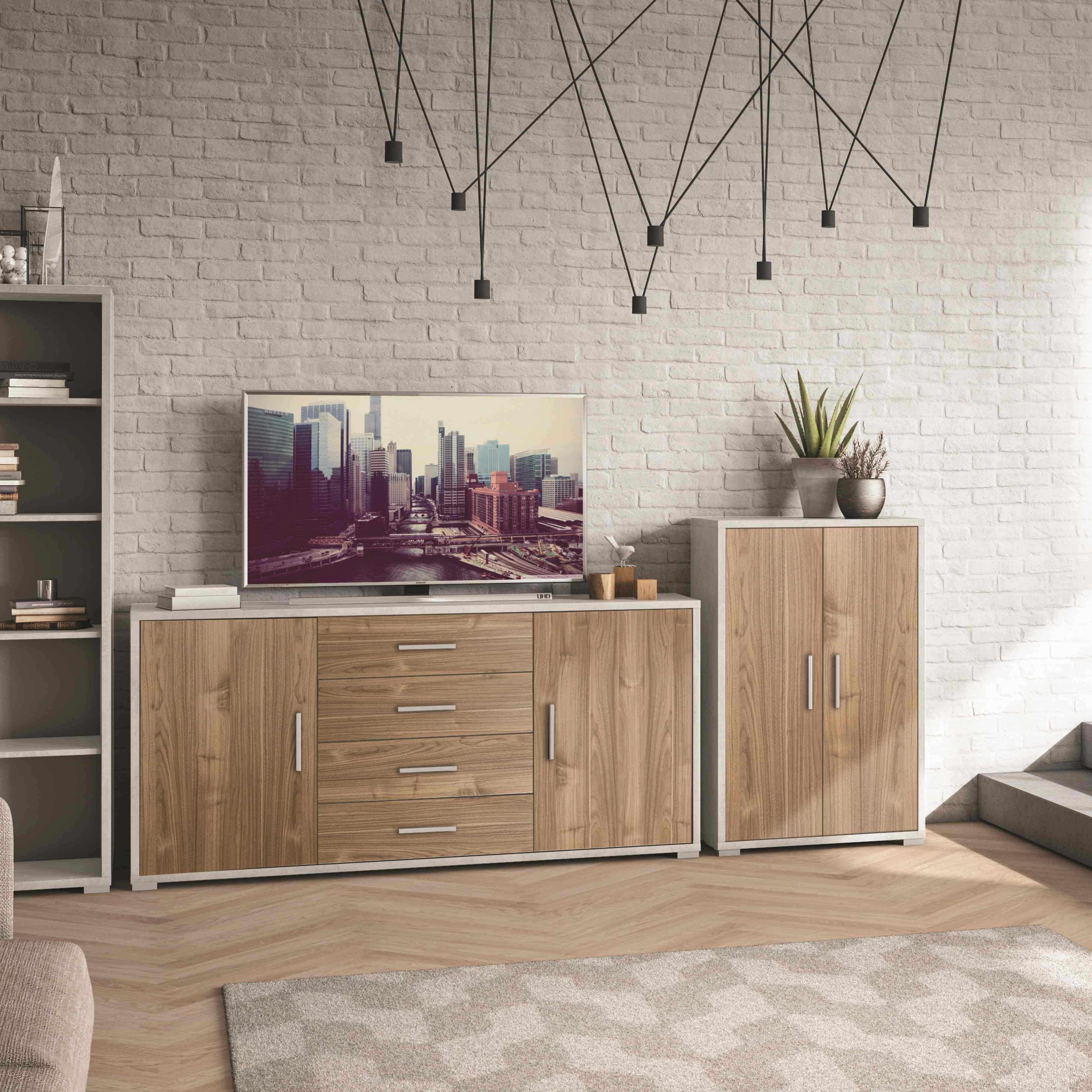 Mobile ingresso 2 ante 4 cassetti "Passage" in legno cm 174x41 84h