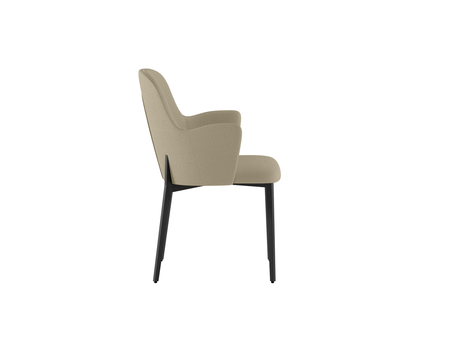 Set di 4 sedie in tessuto "Bloc" con braccioli e struttura in metallo verniciato nero