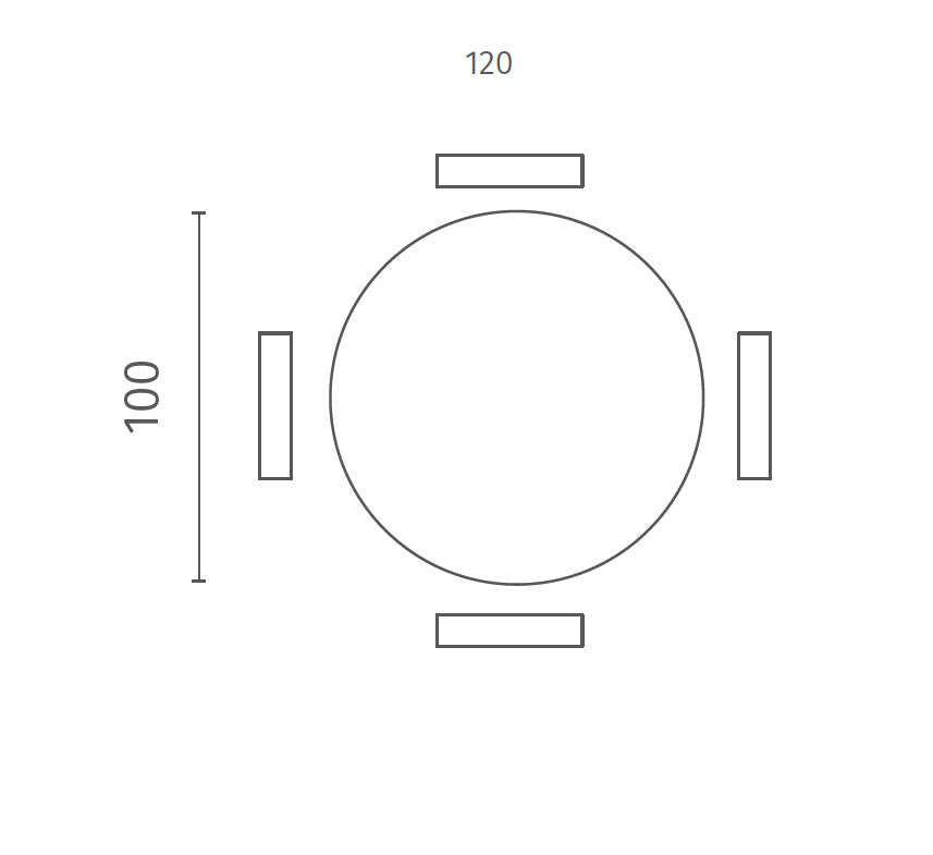 Tavolo rotondo fisso "Plus" in ceramica opaco con struttura in metallo cm 100x100 76h