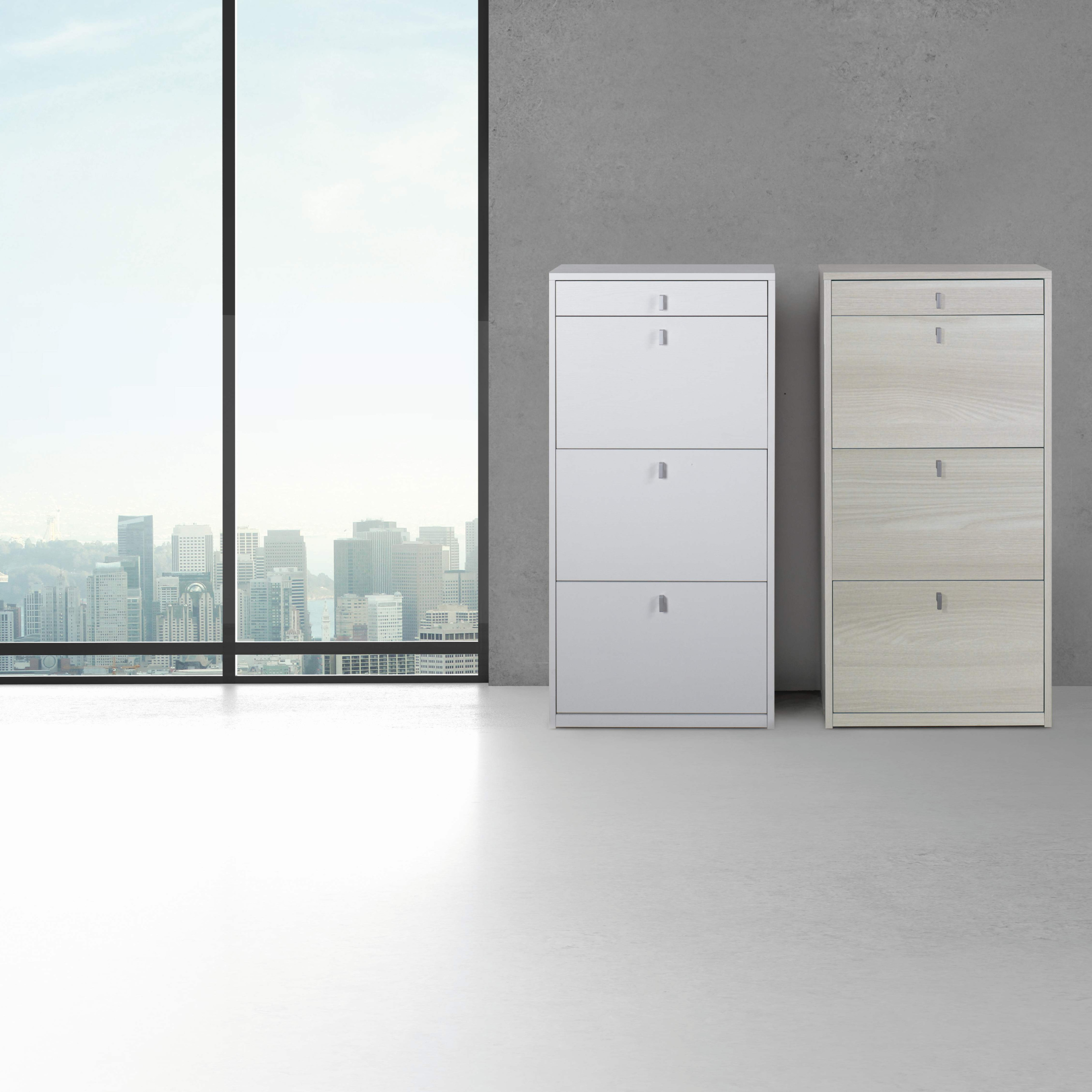 Scarpiera a 3 ante e 1 cassetto "Praga" in legno cm 63x29 127h