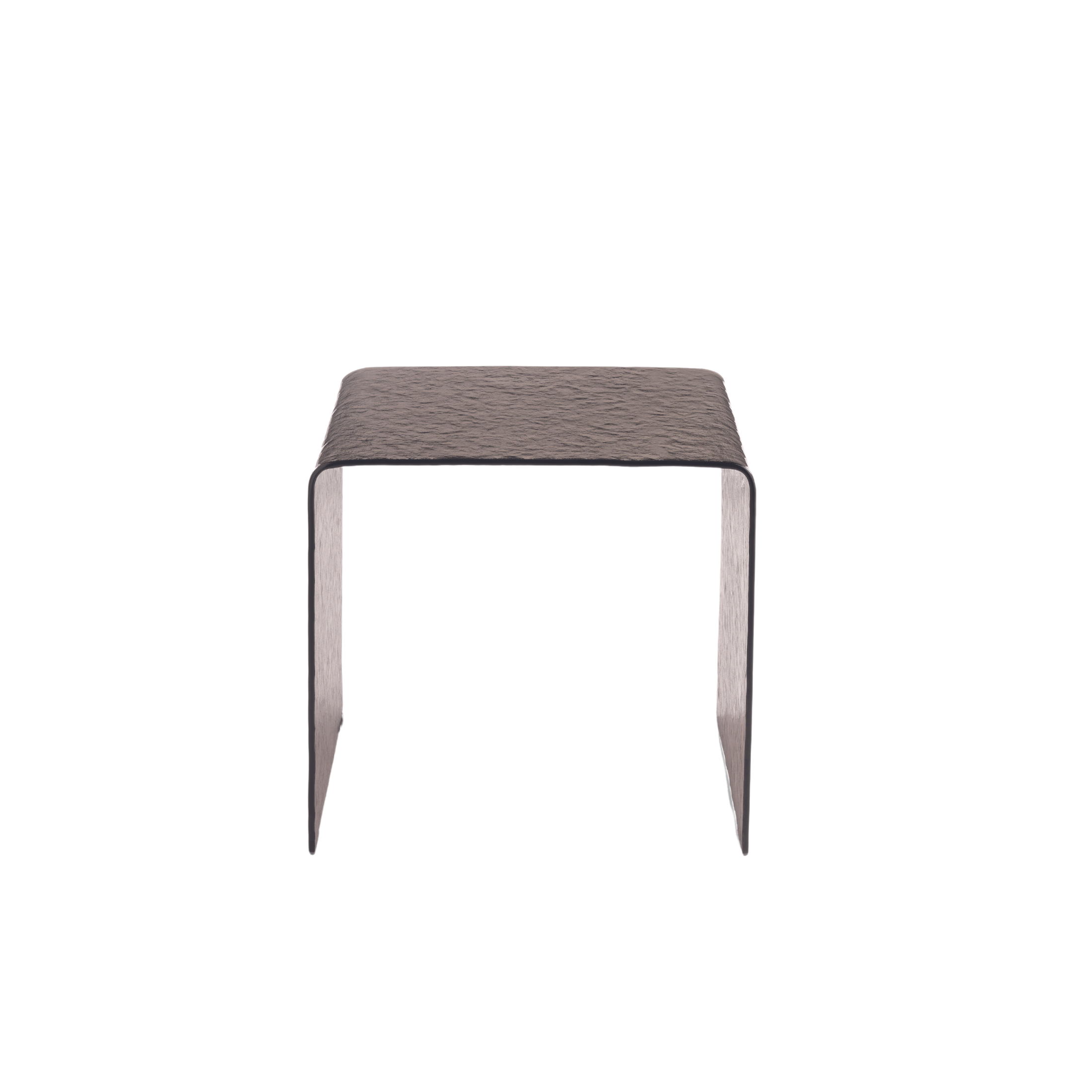 Tavolino basso da salotto "Leonor" elegante in vetro trasparente curvato martellato cm 45x45 48h