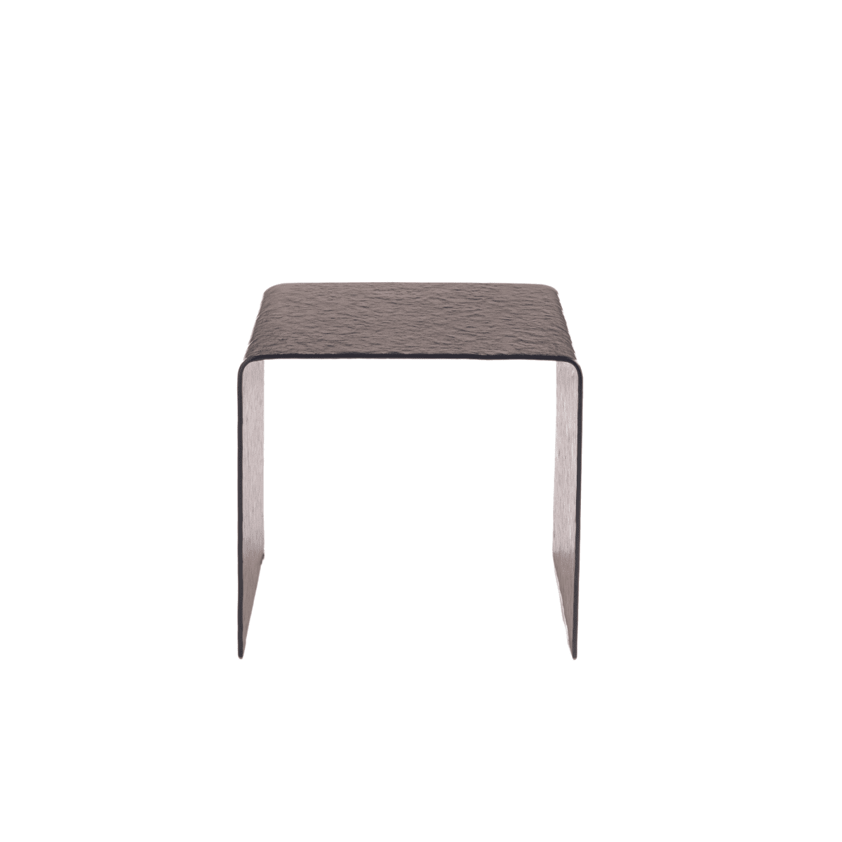 Tavolino basso da salotto "Leonor" elegante in vetro trasparente curvato martellato cm 45x45 48h - MondoViro