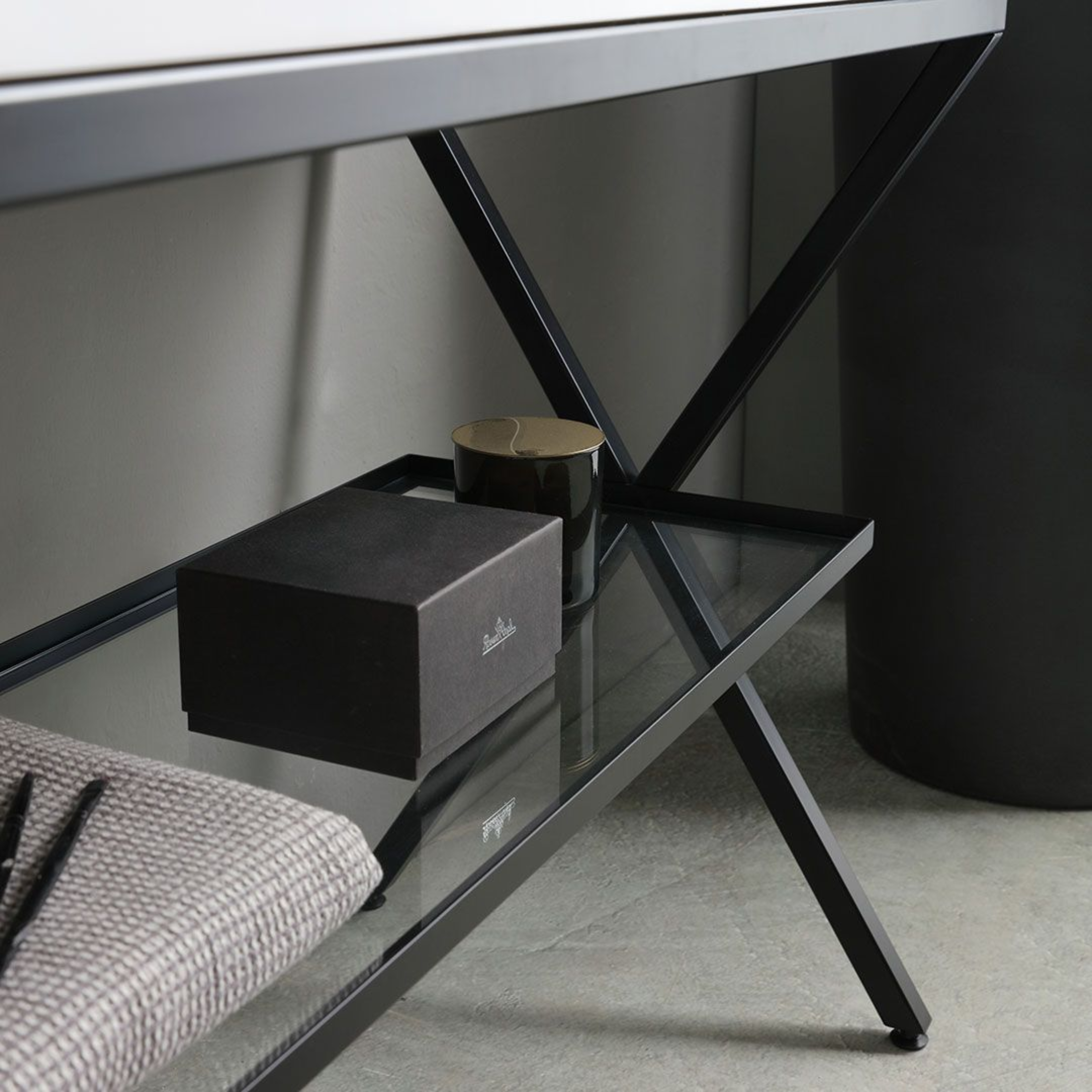 Mobile bagno a terra "Petra" moderno con specchio, lavabo e mensola in vetro 100 cm