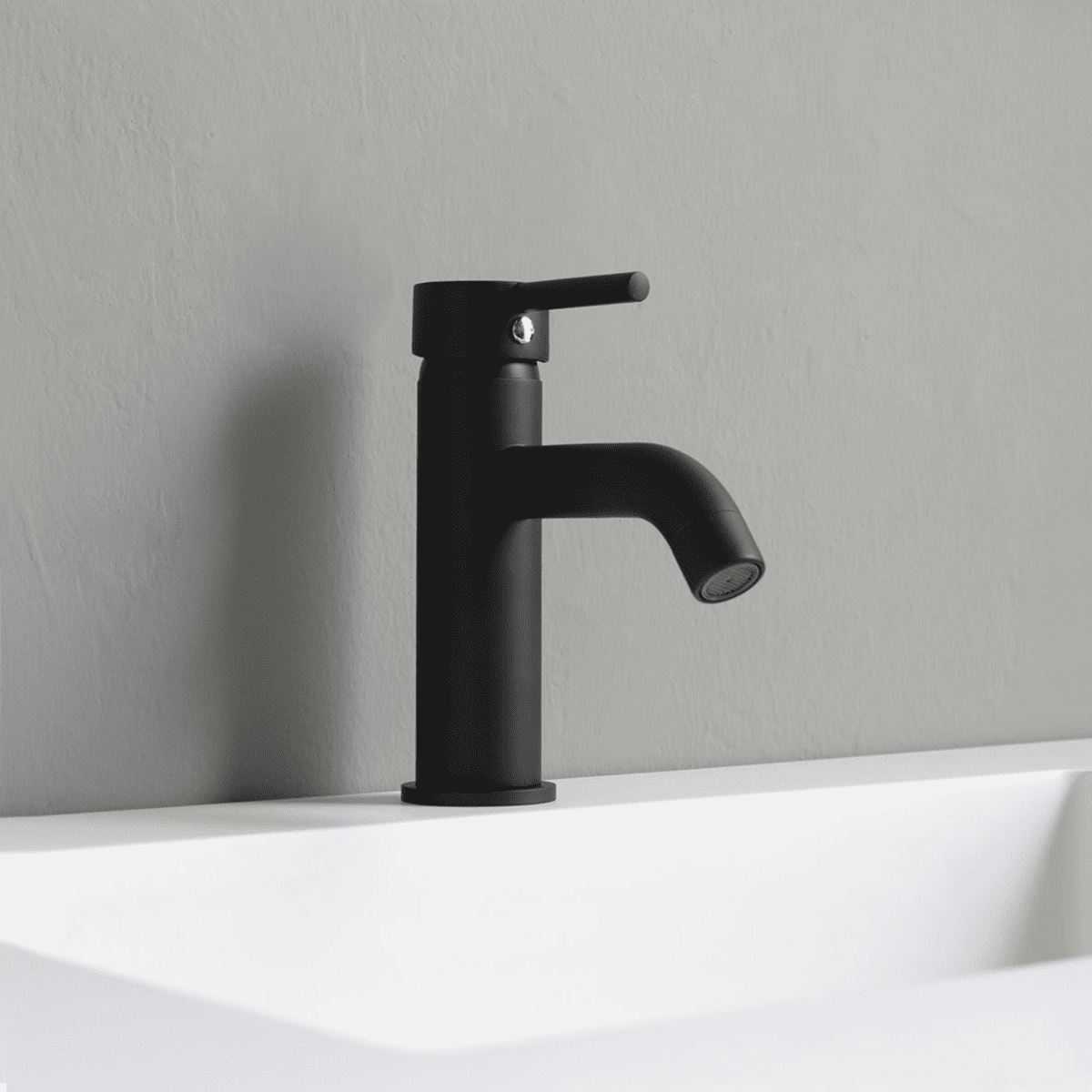 Mobile bagno a terra "Petra" moderno con specchio, lavabo e mensola in vetro 100 cm - MondoViro