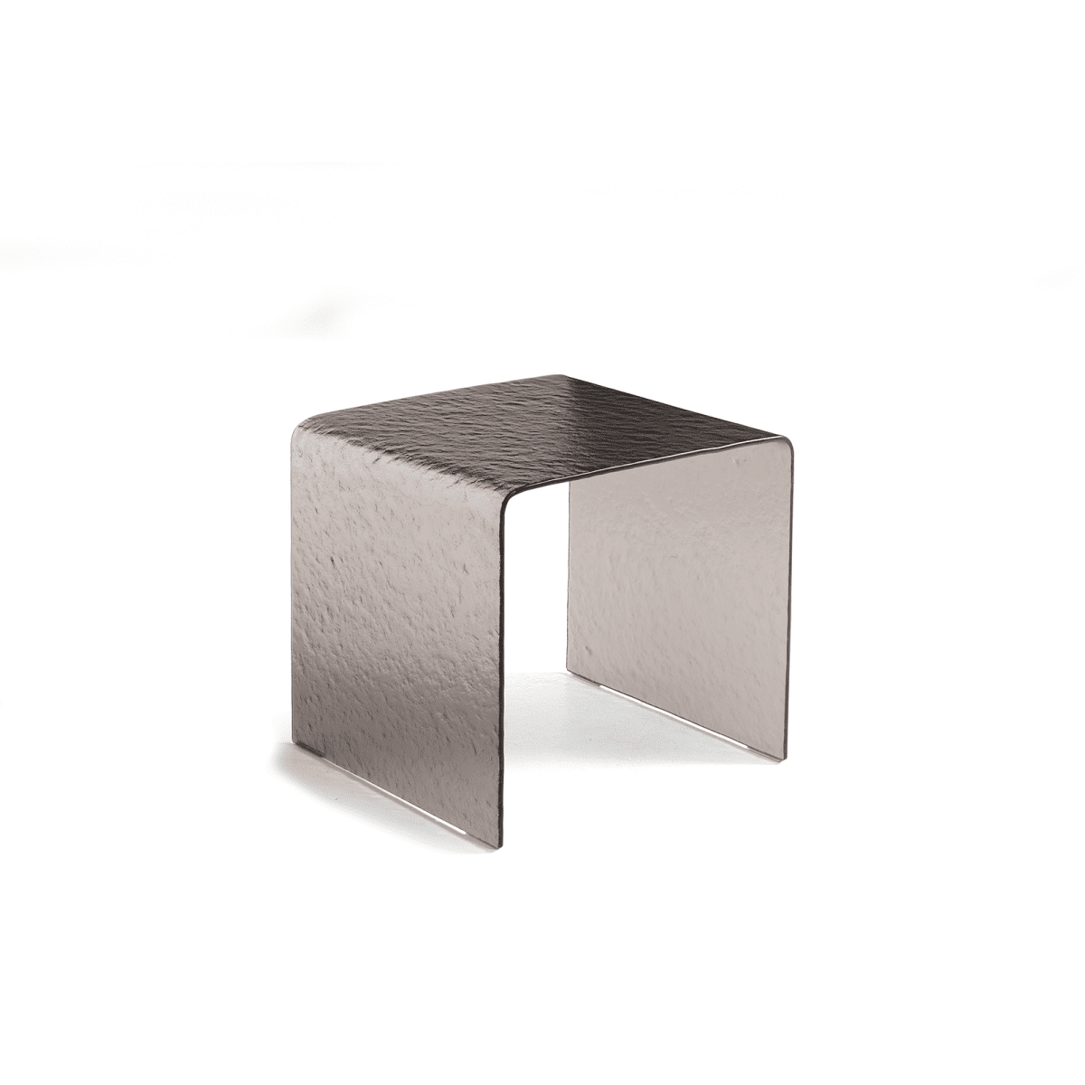 Tavolino basso da salotto "Leonor" elegante in vetro trasparente curvato martellato cm 45x45 48h - MondoViro