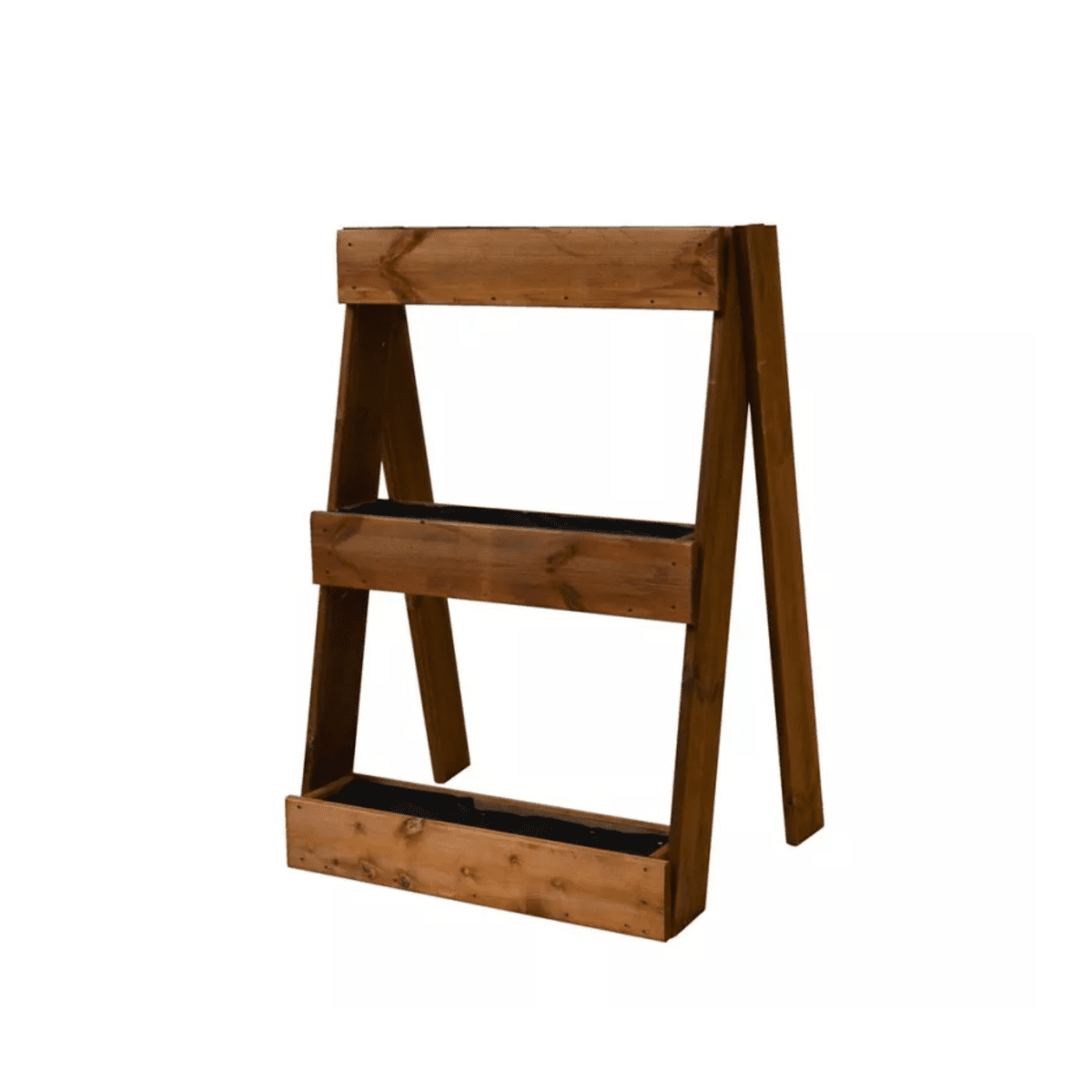 Fioriera "Prato" inclinata a in legno di pino per giardino o balcone color castagno - MondoViro