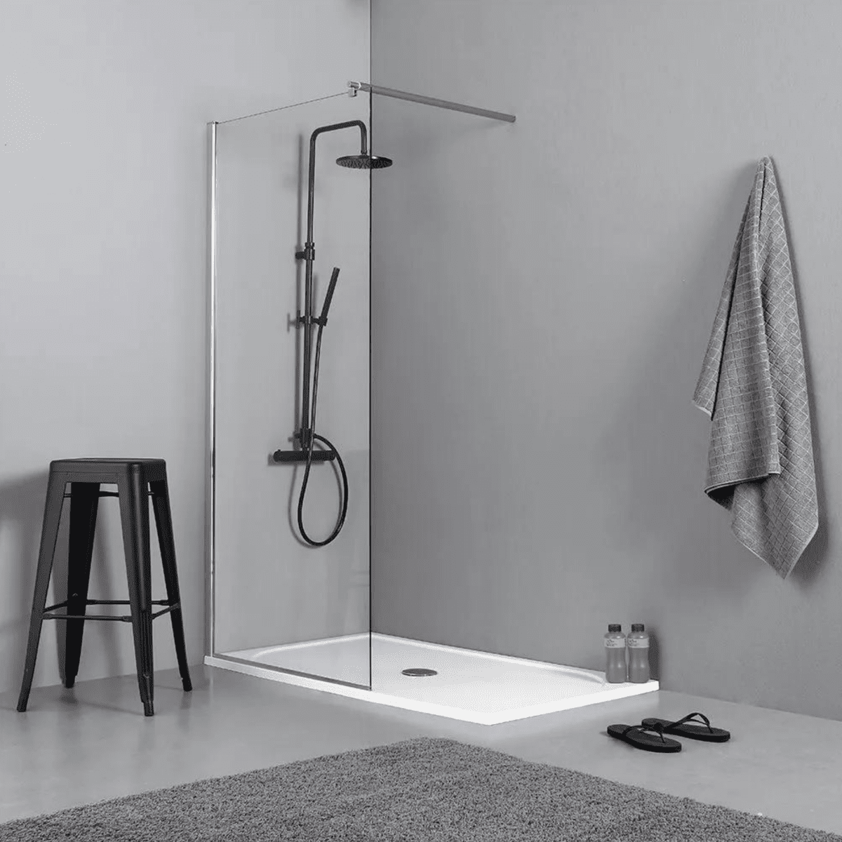 Parete doccia fissa "Walk - In" box bagno moderno in cristallo temperato h 190 cm - MondoViro