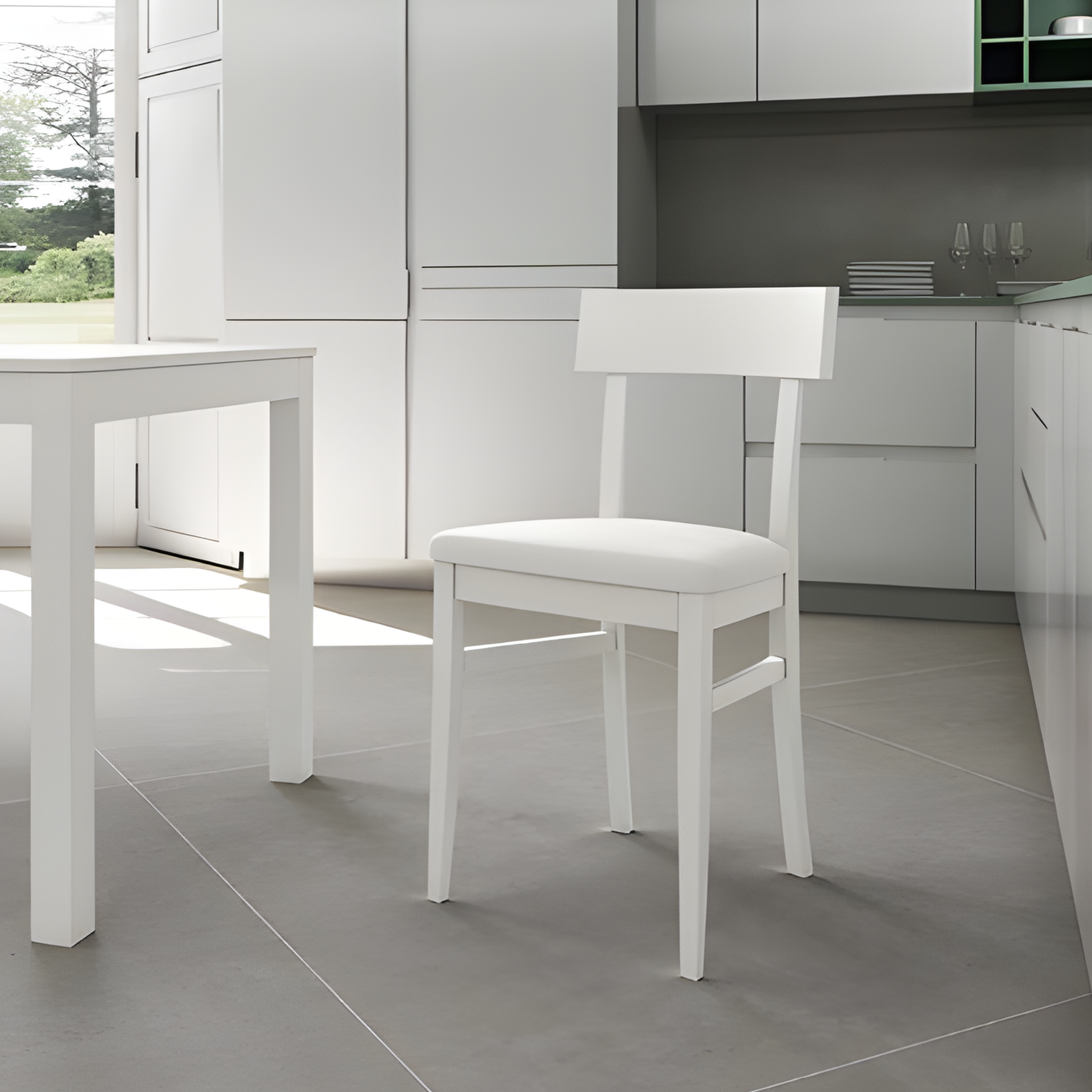 Set di sedie da soggiorno "Siena" in legno laccato imbottite moderne cm 44x45 82h