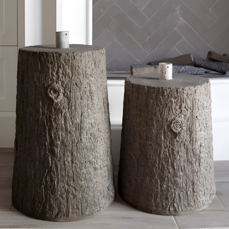 Base "Legnò" effetto tronco per albero di Natale con supporto in metallo