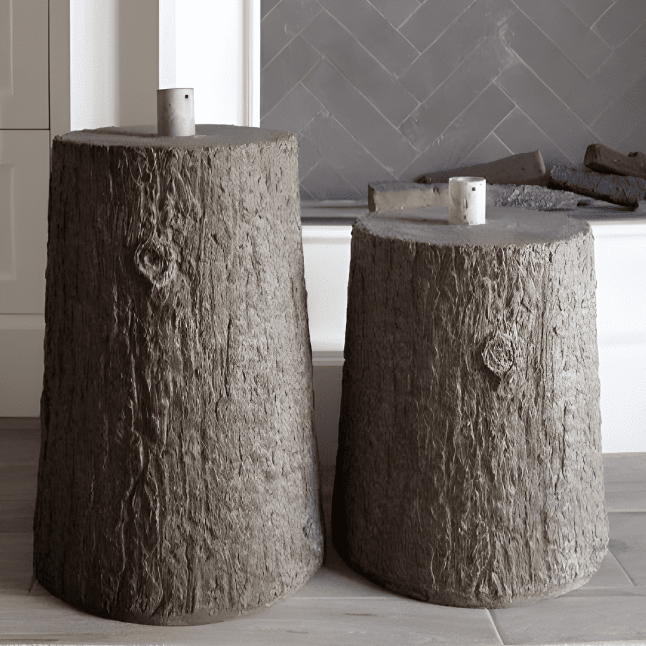 Base "Legnò" effetto tronco per albero di Natale con supporto in metallo - MondoViro