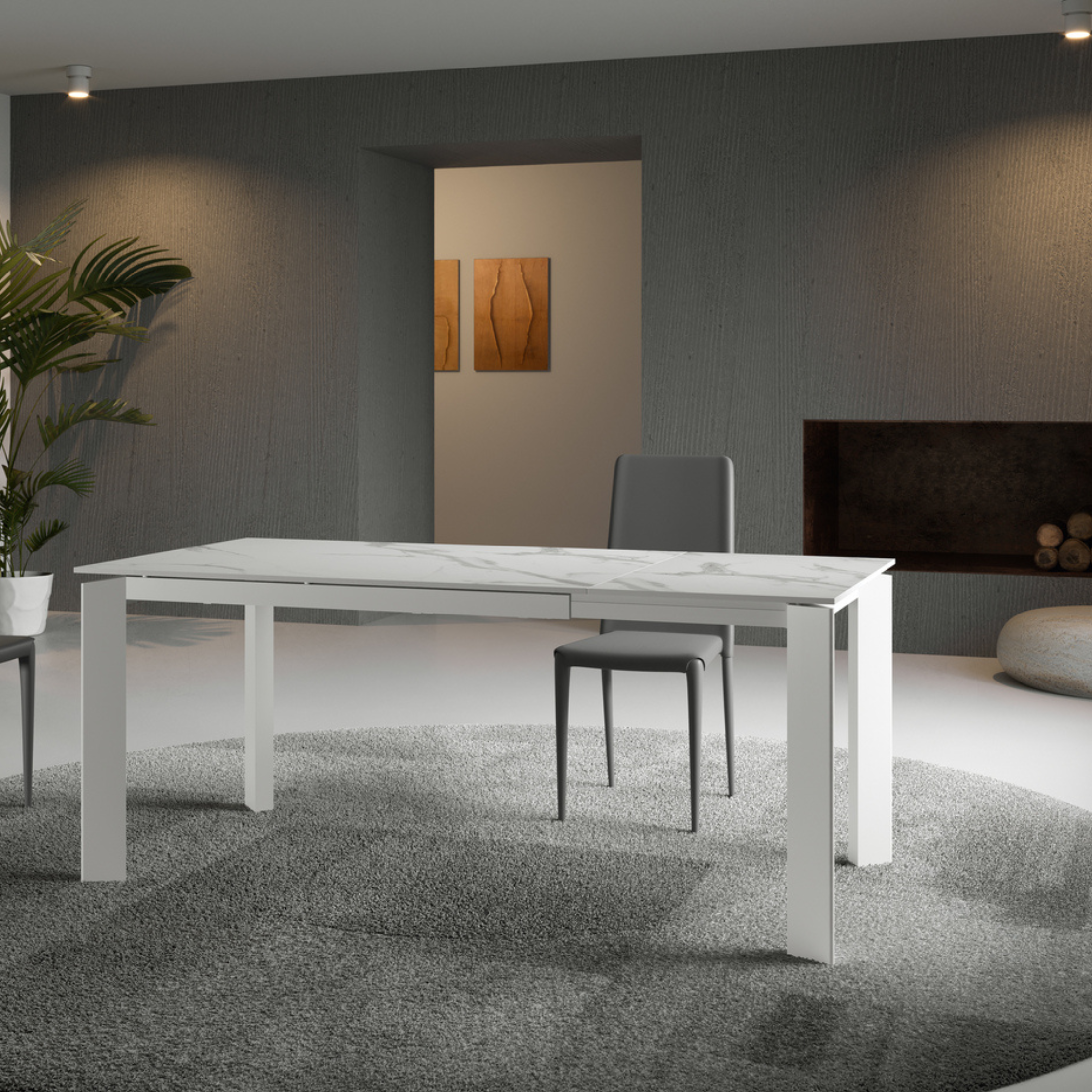 Tavolo elegante allungabile in ceramica "Digits" 8 posti cm 120/170x80 75h