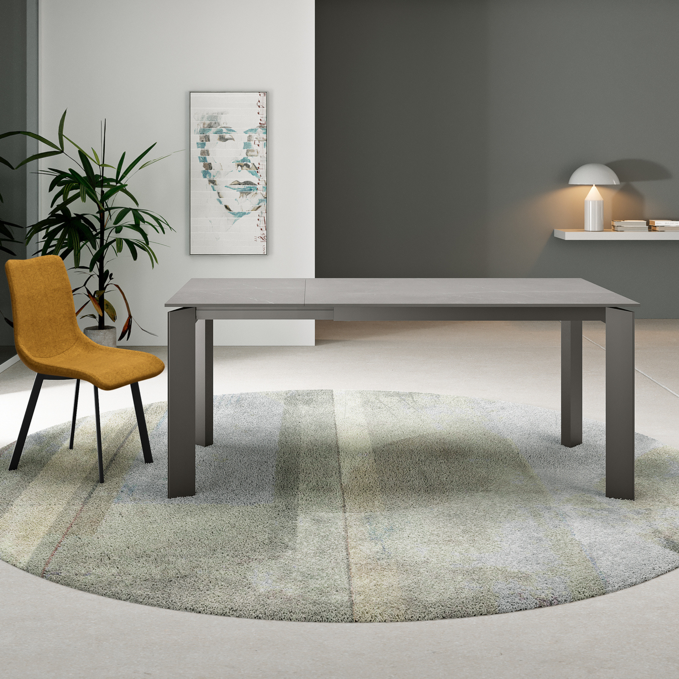 Tavolo elegante allungabile in ceramica "Digits" 8 posti cm 120/170x80 75h