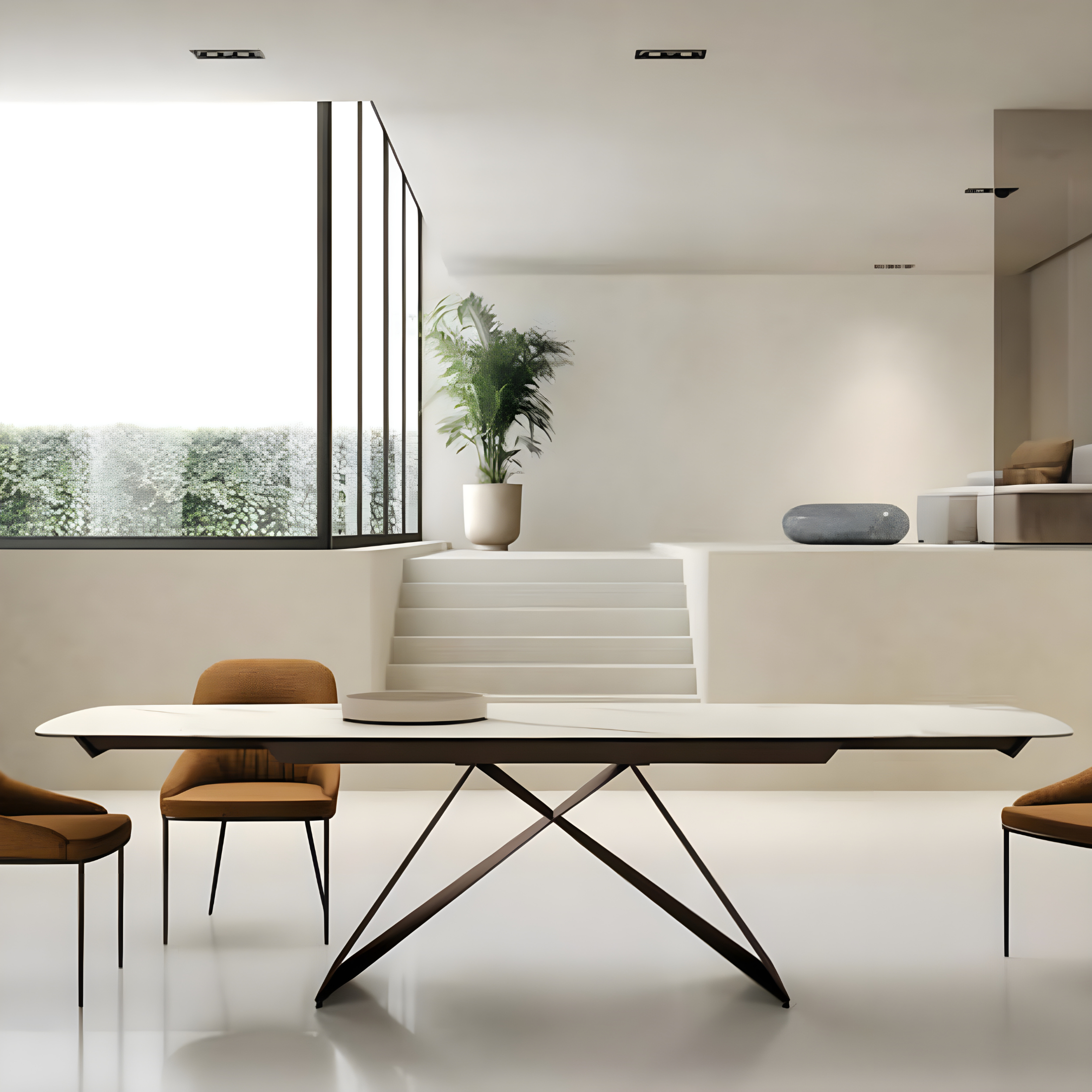 Tavolo allungabile moderno "Loyra" in ceramica su vetro temperato cm 200/280x100 76h