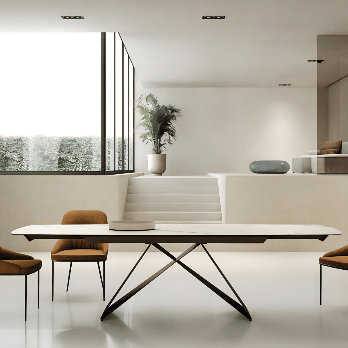 Tavolo allungabile moderno "Loyra" in ceramica su vetro temperato cm 200/280x100 76h - MondoViro