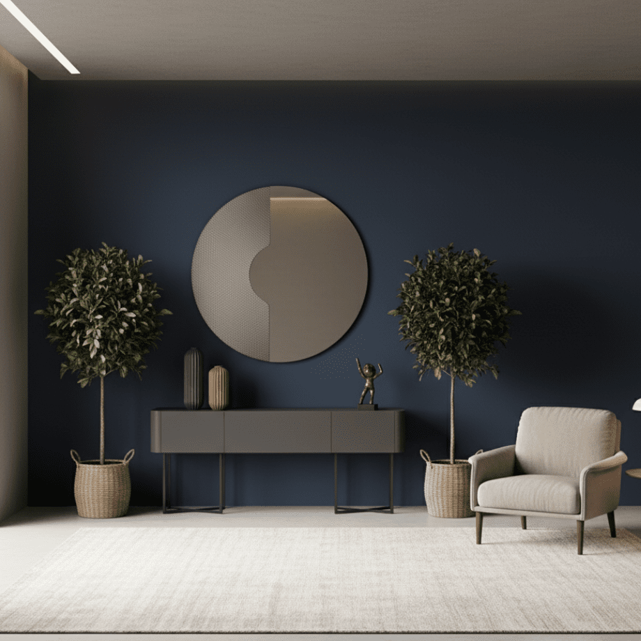 Specchio da parete tondo "Ilia" con inserto a rete per ambienti moderni - MondoViro