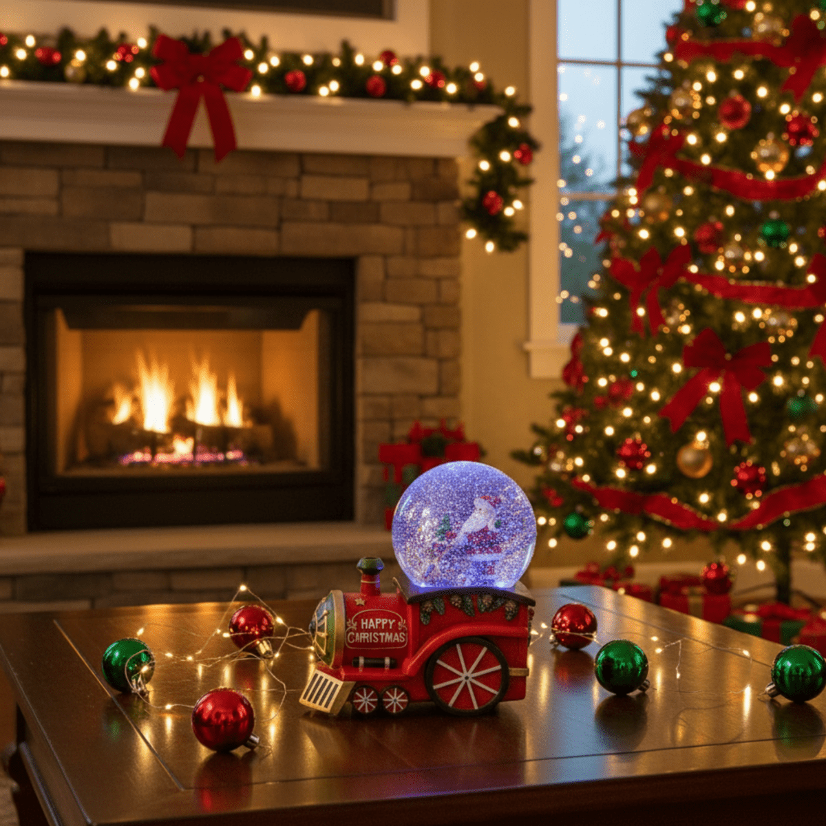Globo di neve natalizio con Babbo Natale, decorazione in cristallo cm 22h - MondoViro