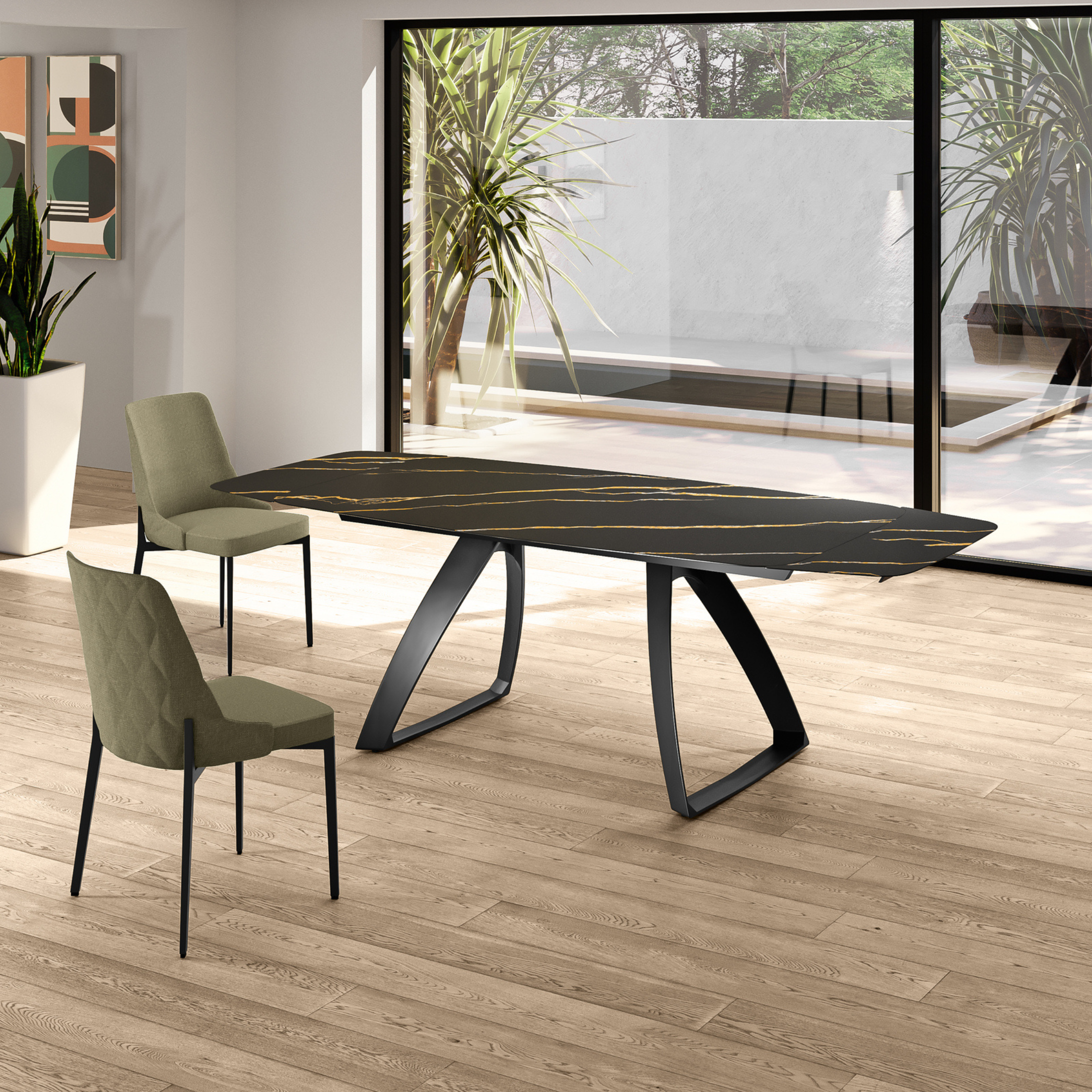 Tavolo allungabile in ceramica "Federica" 10 posti con gambe in alluminio