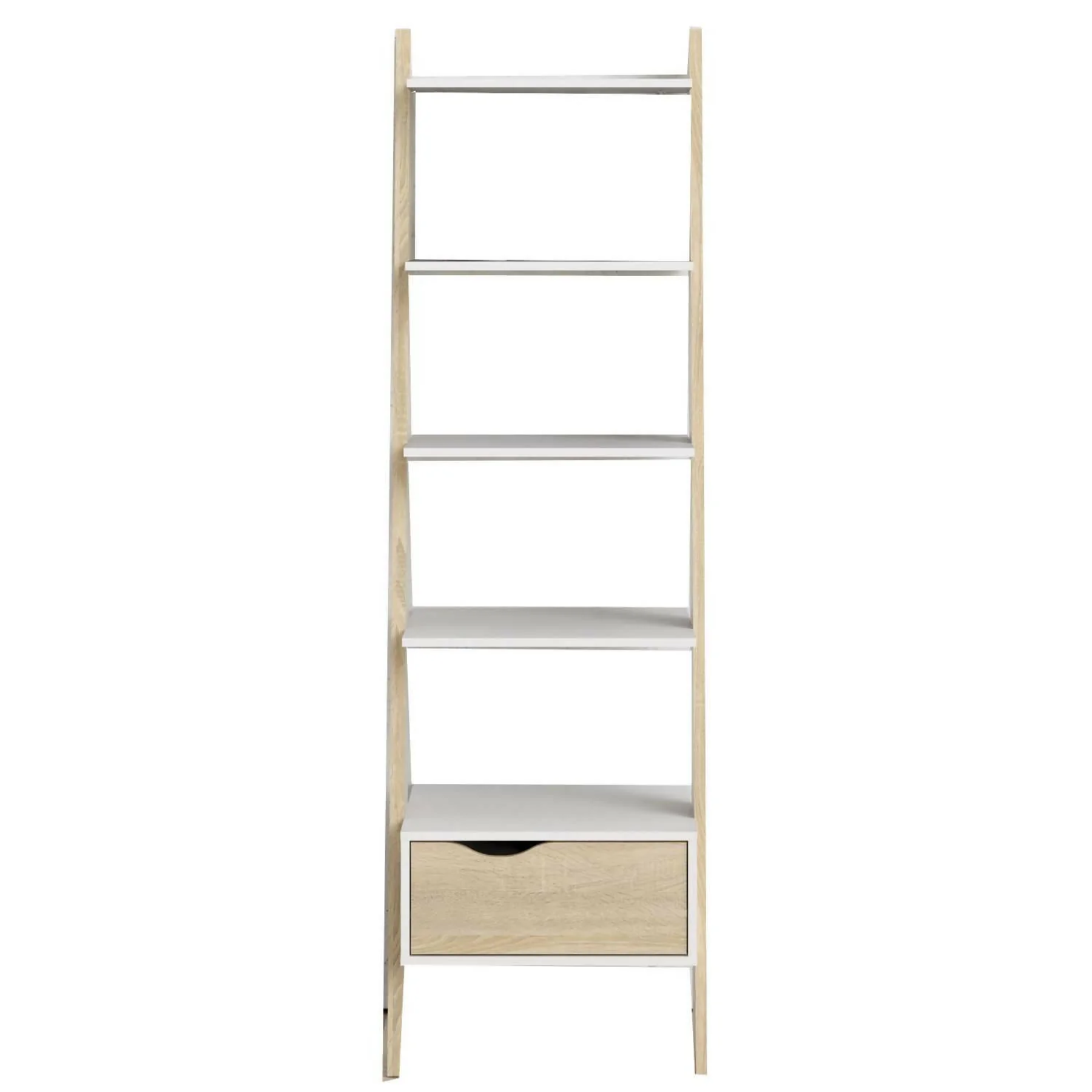 Libreria scaffale Oslo con cassetto moderno bianco rovere