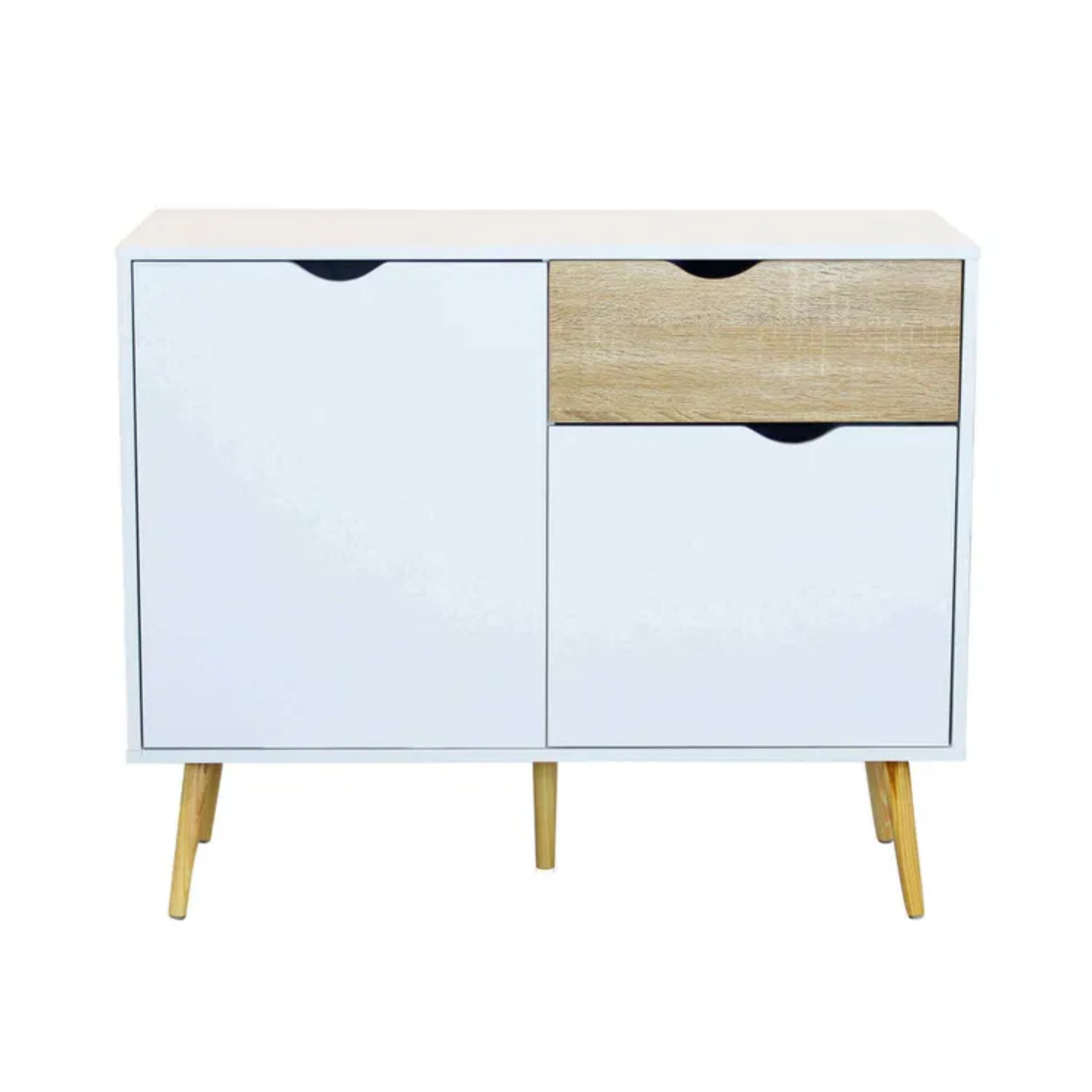 Credenza mobile Da soggiorno Madia Oslo in legno bianco rovere moderno