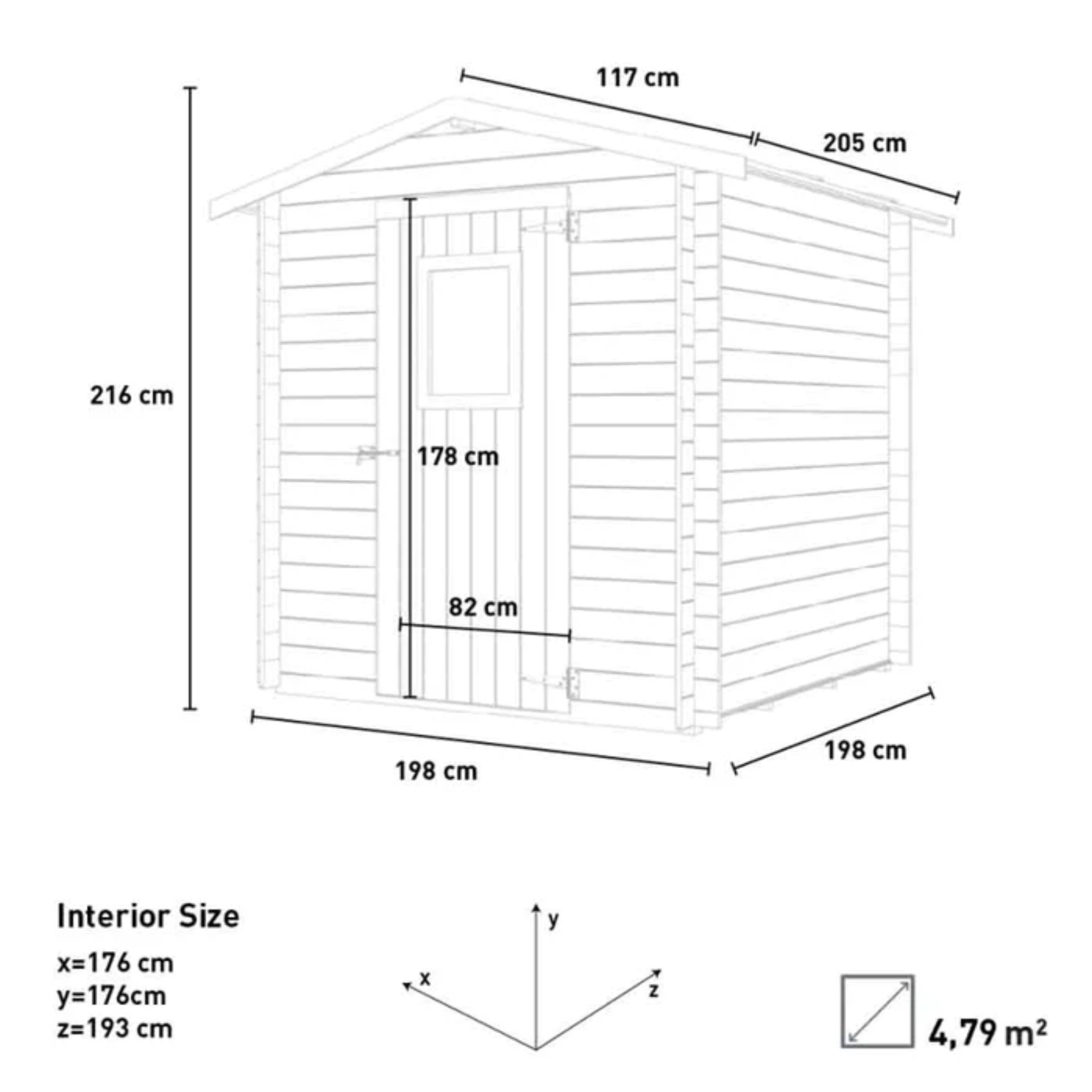 Casetta da giardino "Regis" in abete grezzo cm 200x200 200h