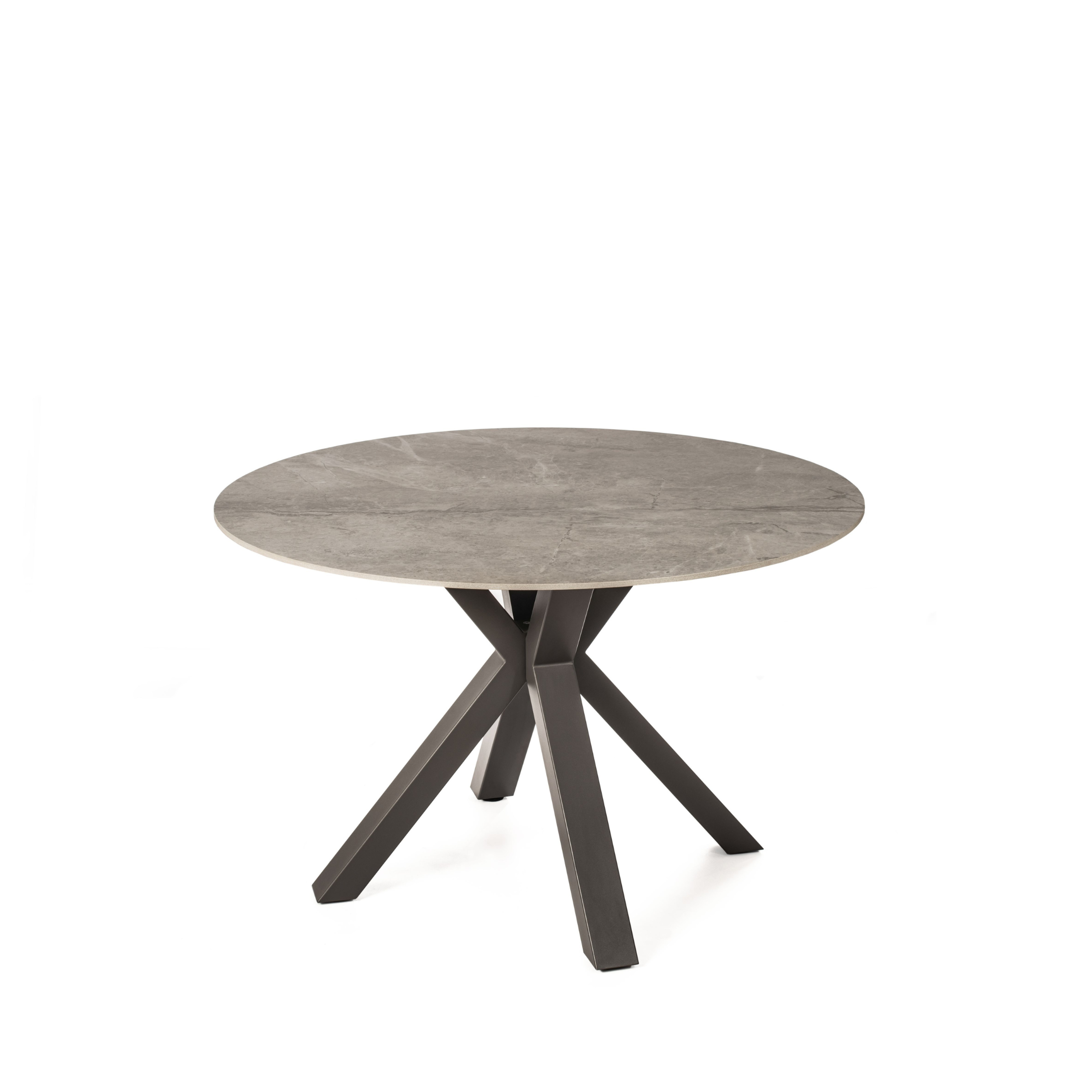Tavolo tondo "Louis" piano in ceramica effetto marmo Ø120 76h