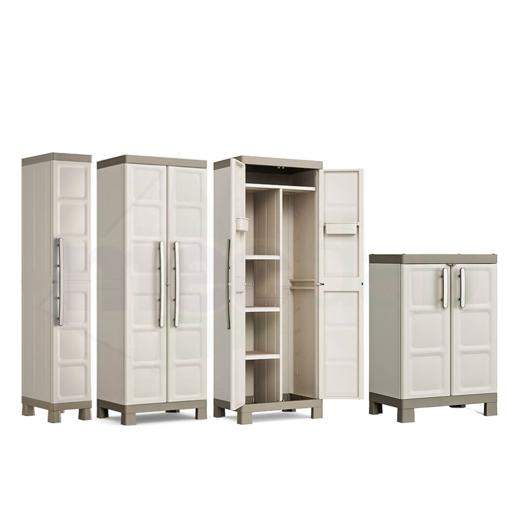 Armadio in resina da giardino "Bacau" con ripiani interni e piedini rialzati