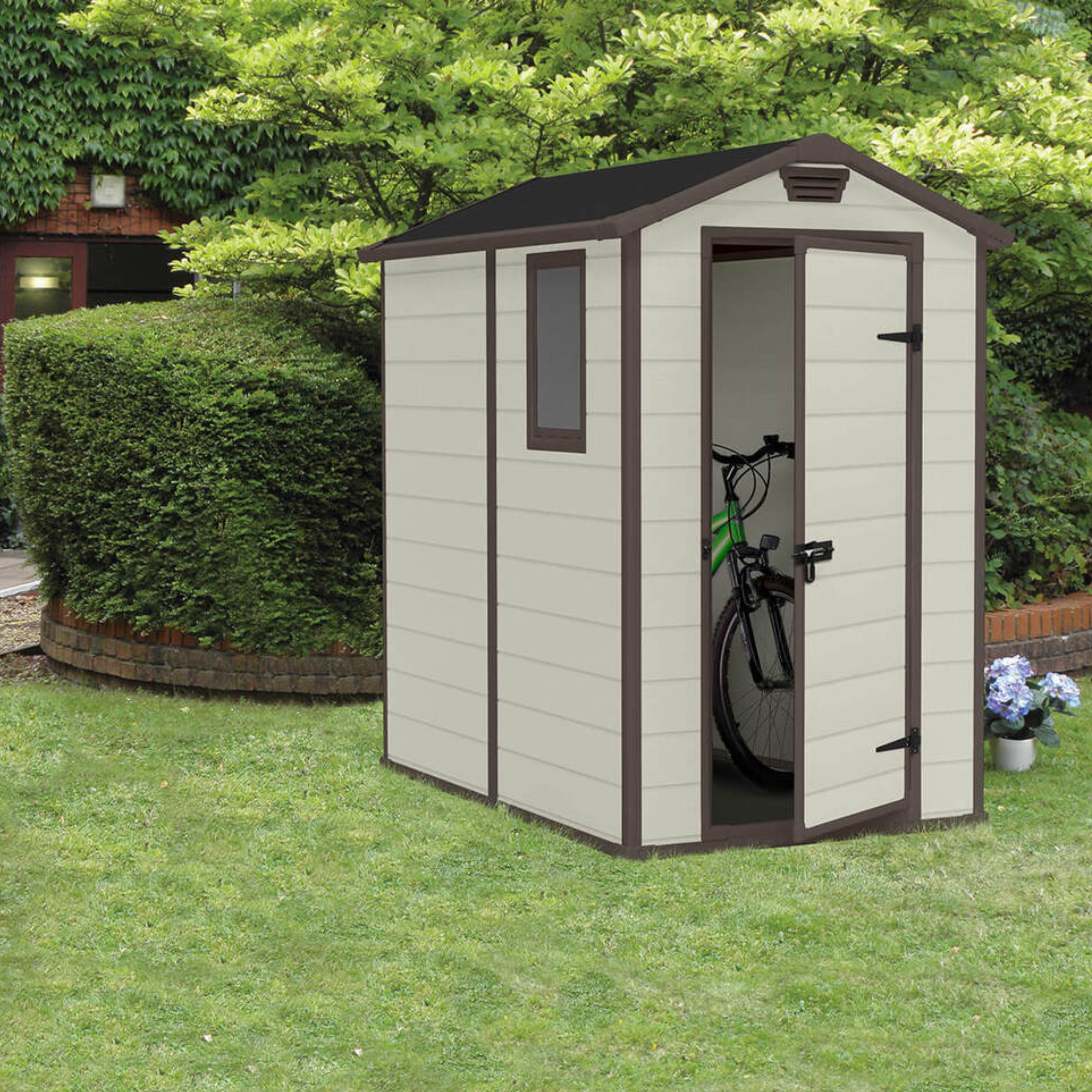 Casetta in resina da giardino "Escape" con finestra laterale cm 130x192 198h