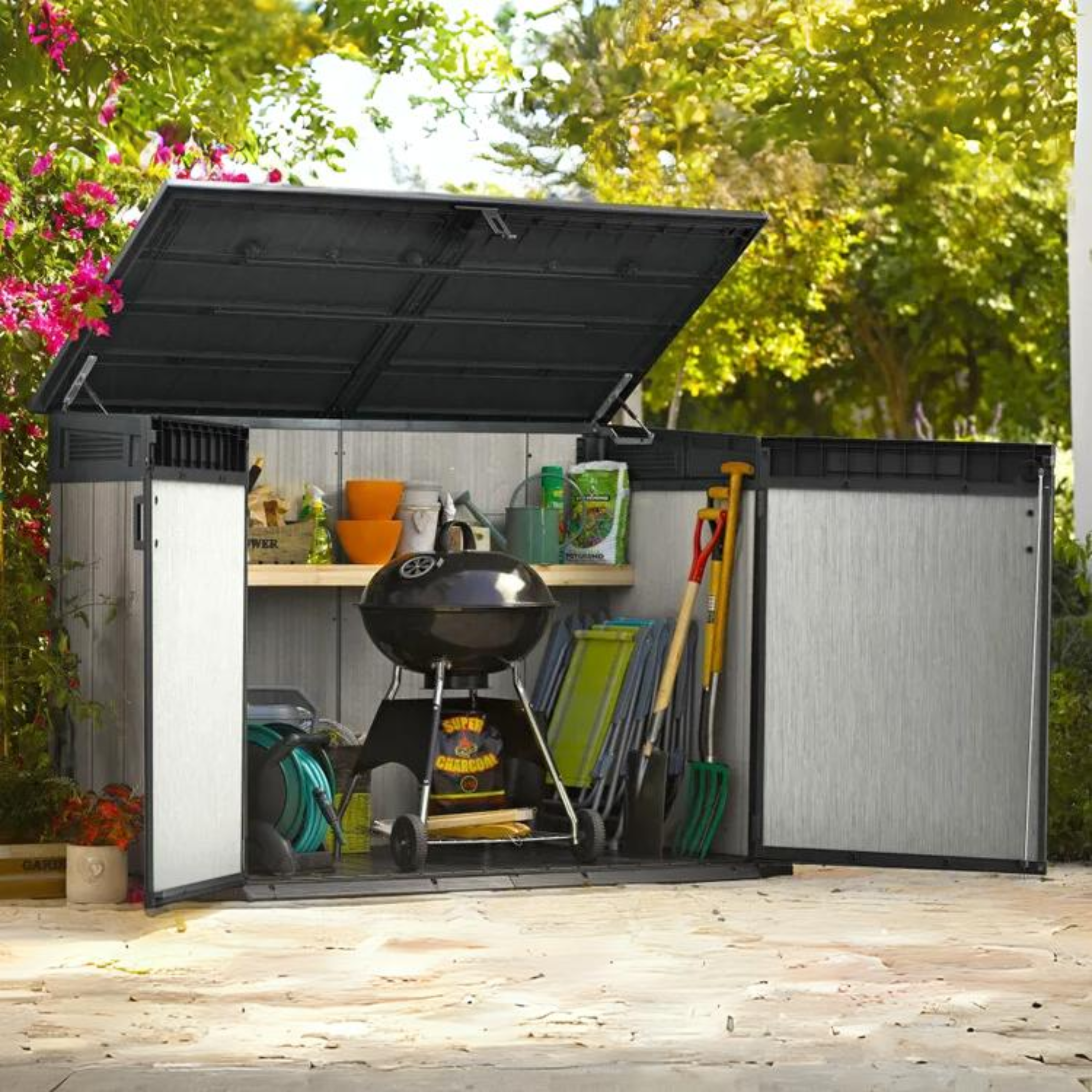 Baule da esterno multiuso "Box" in resina 2 ante cm 190,5x109,3 135,5h