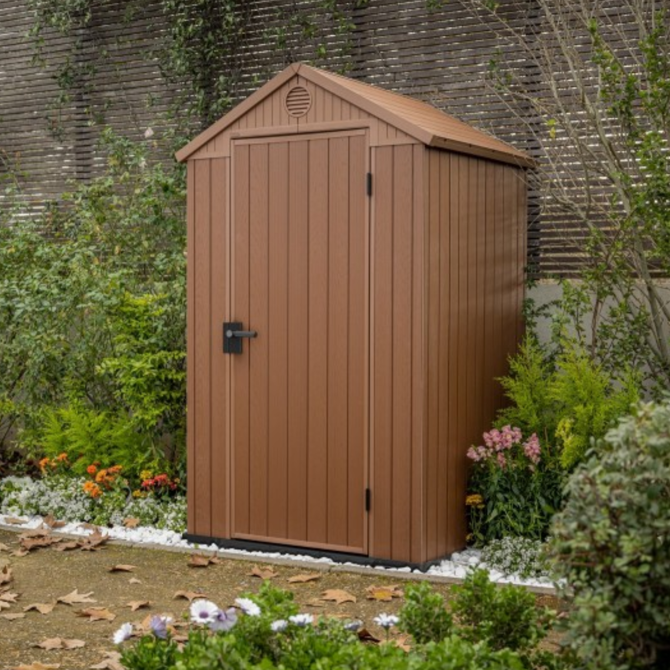 Casetta in resina da giardino "Cottage" marrone effetto legno