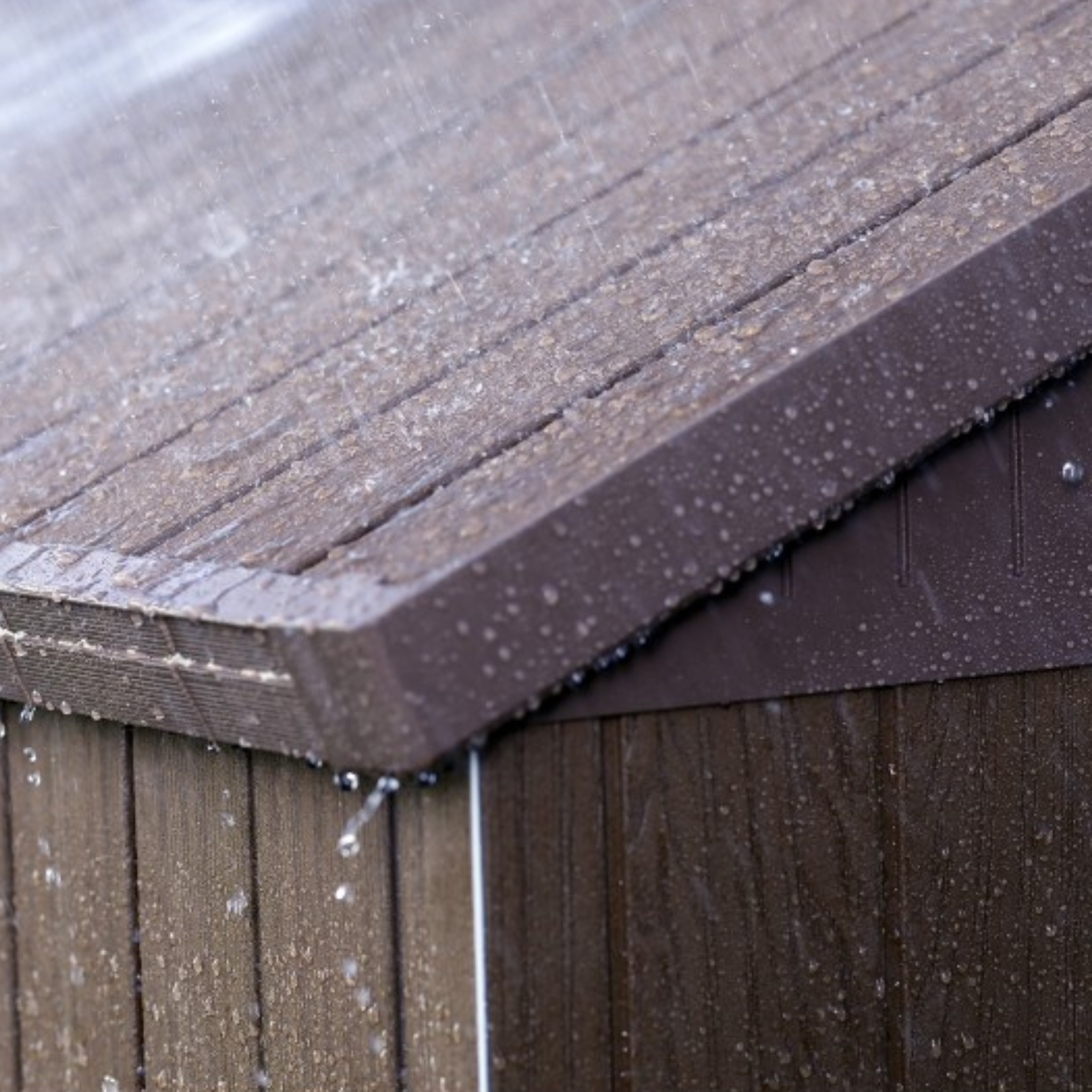 Casetta in resina da giardino "Loto" a 2 porte marrone effetto legno con 2 finestre