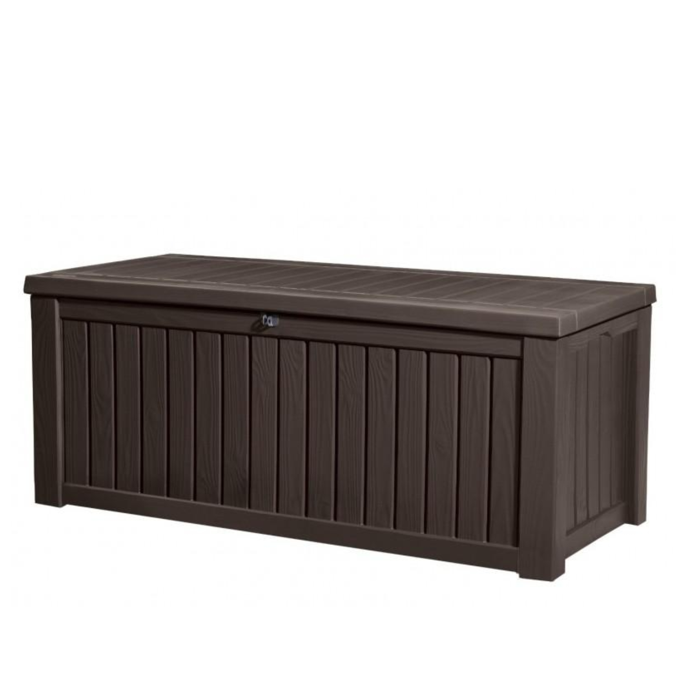 Baule in resina da esterno "Rock" effetto legno capiente cm 155x72,4 64,4h