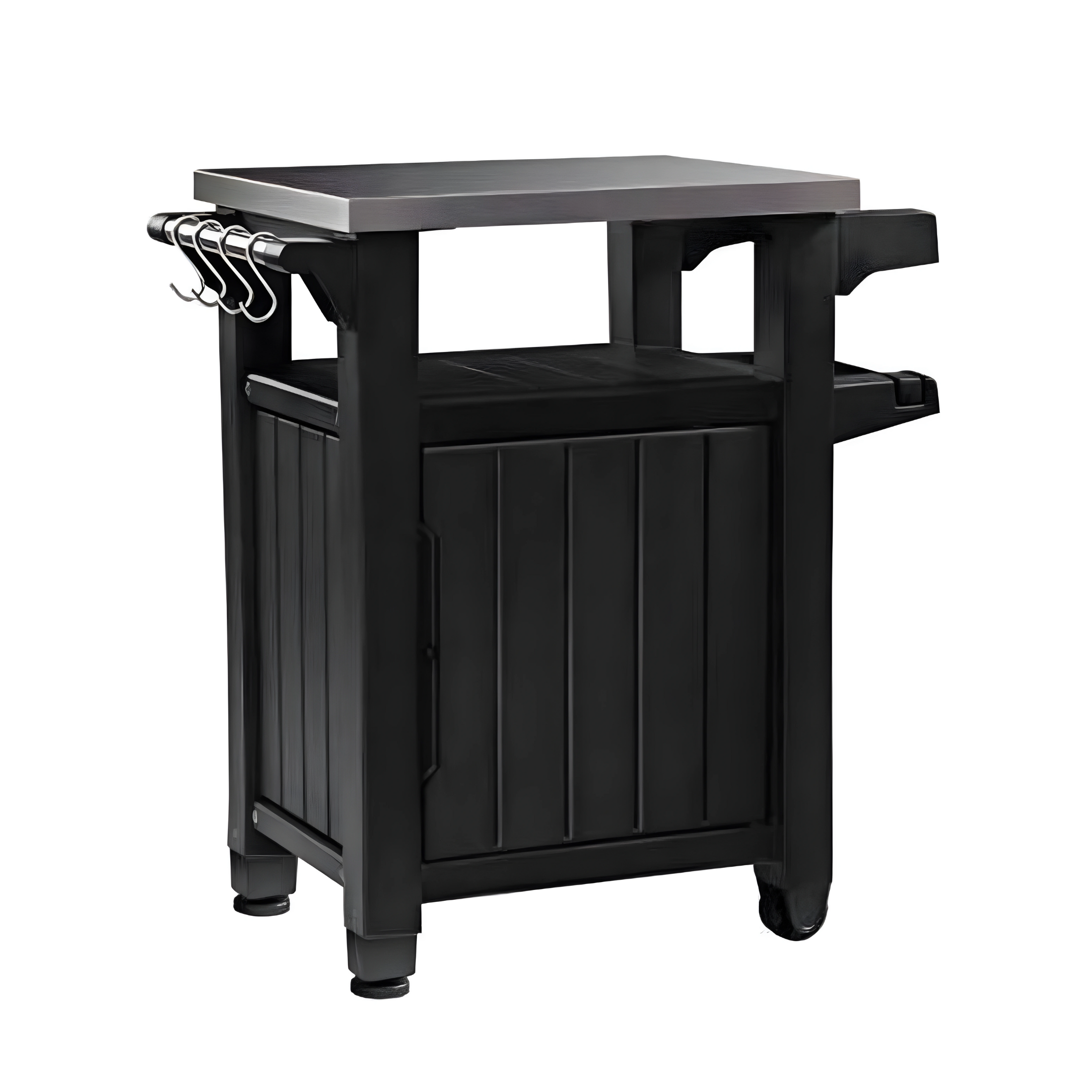 Tavolino effetto legno "Unity" per BBQ 1 anta 2 ruote cm 70x54 90h