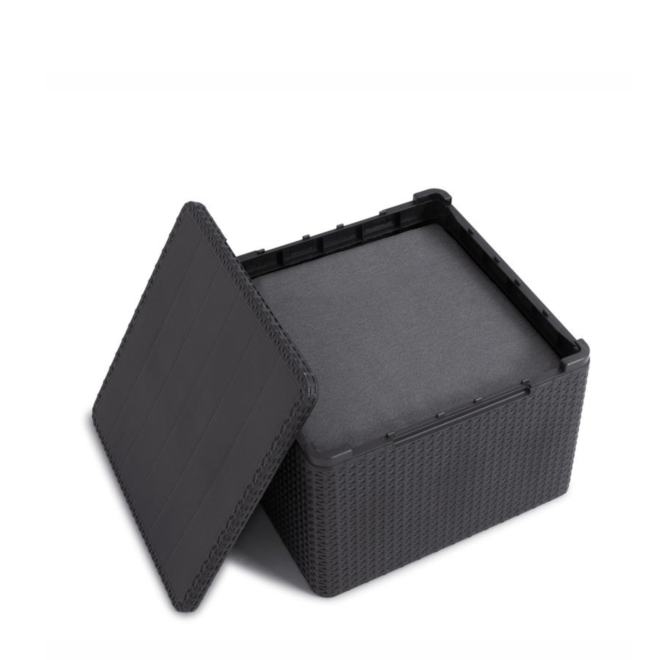 Salottino in resina da giardino "Claire" 2 poltrone + tavolino contenitore