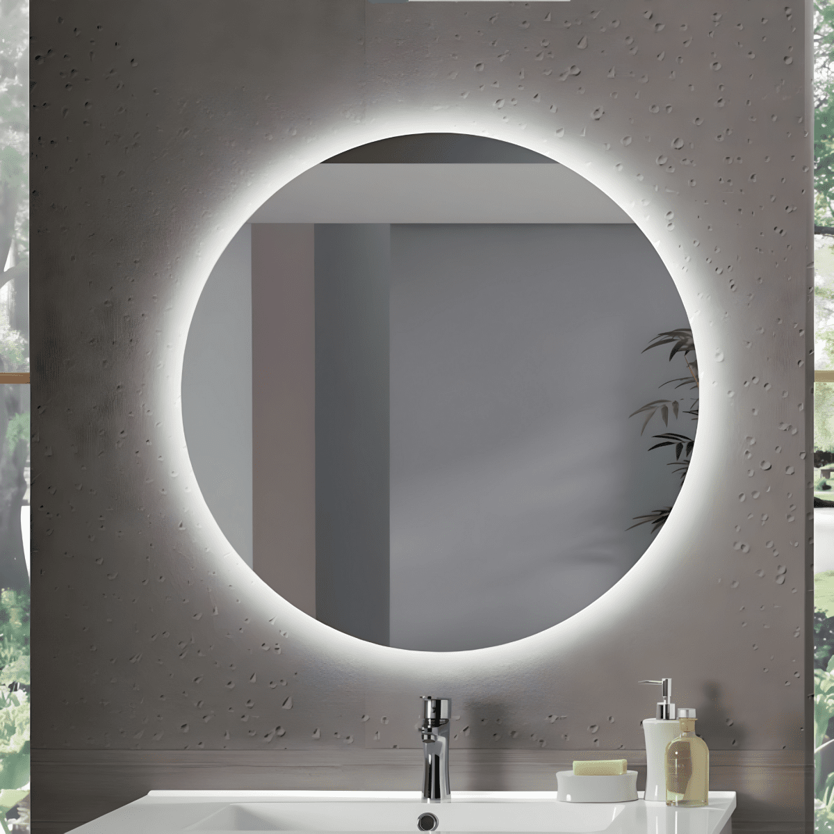 Mobile da bagno sospeso moderno "Elton" 3 cassetti lavabo da appoggio specchio Led - MondoViro