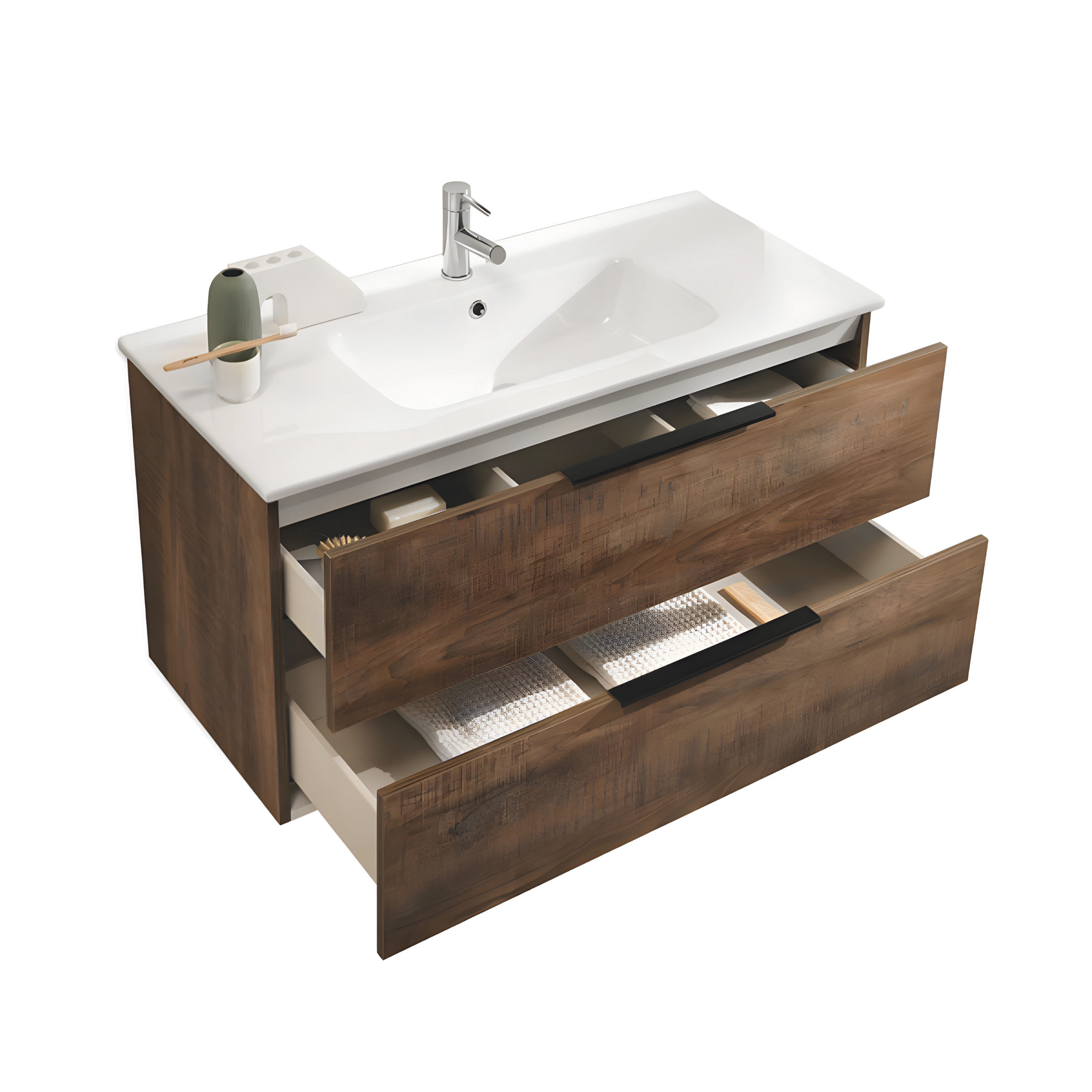 Mobile da bagno sospeso 2 cassetti "Tobias" specchio retroilluminato