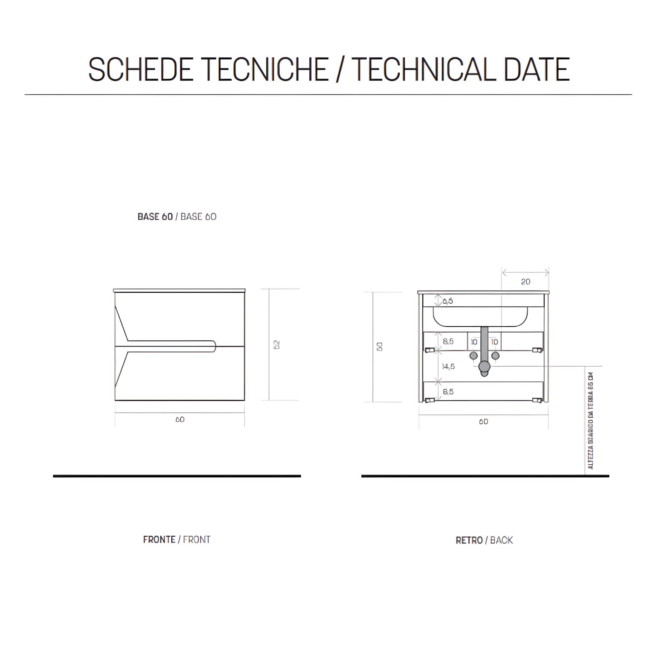 Mobile da bagno sospeso "Tamigi" 2 cassetti lavabo e specchio Led