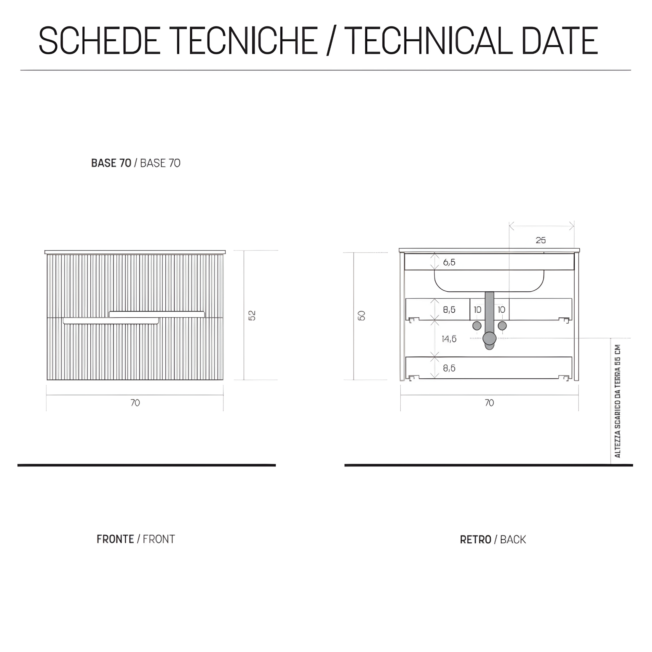 Mobile da bagno sospeso "Tayla" con 2 cassetti specchio Led e lavabo