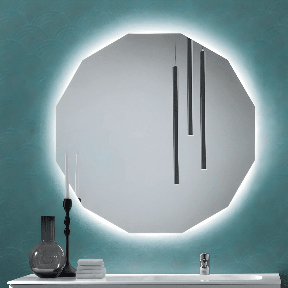 Mobile da bagno sospeso "Lennon" con 2 cassetti specchio Led e lavabo - MondoViro