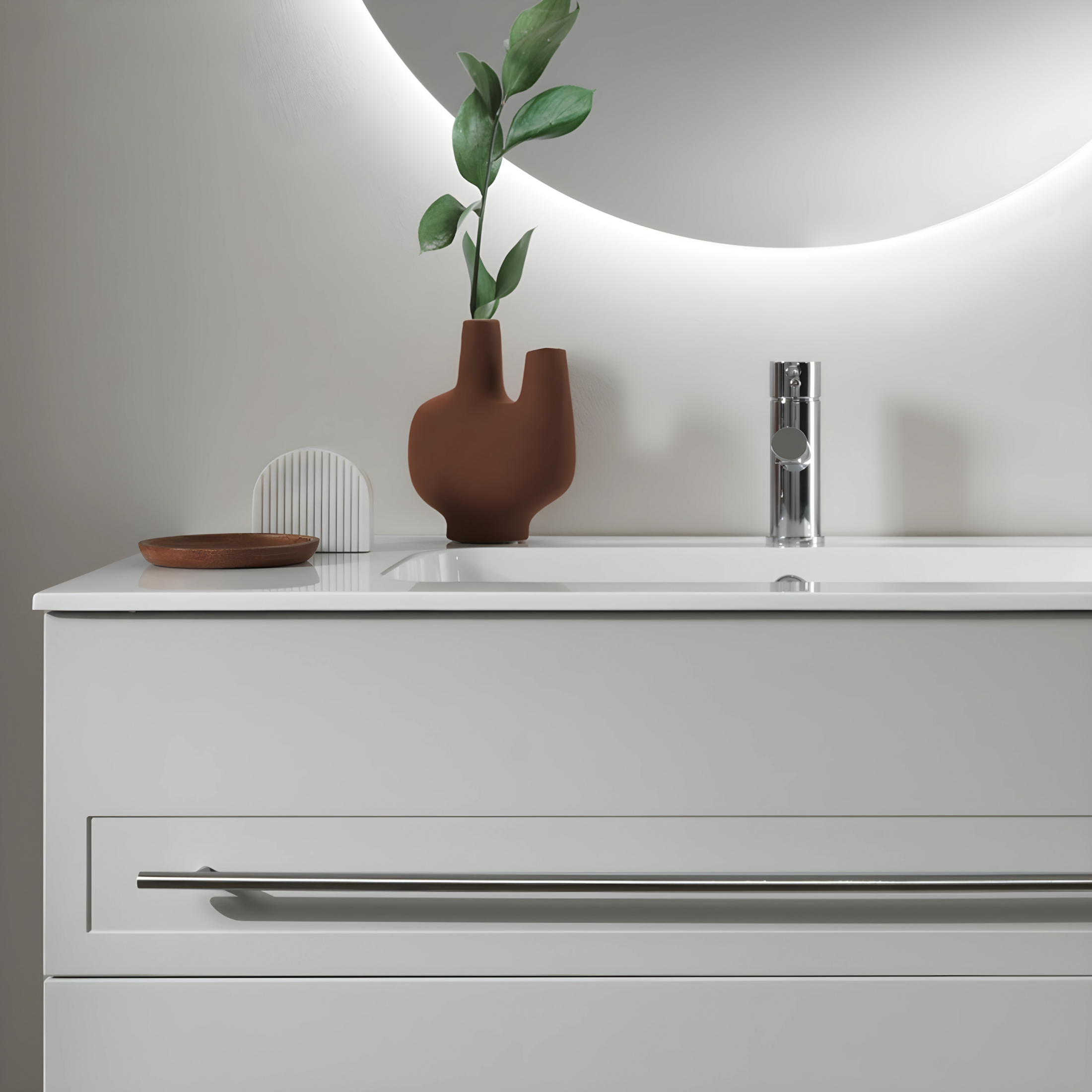 Mobile da bagno sospeso "Nemo" con 2 cassetti lavabo specchio Led e colonna sospesa