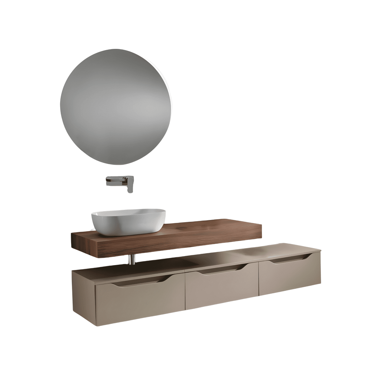 Mobile da bagno sospeso moderno "Elton" 3 cassetti lavabo da appoggio specchio Led - MondoViro