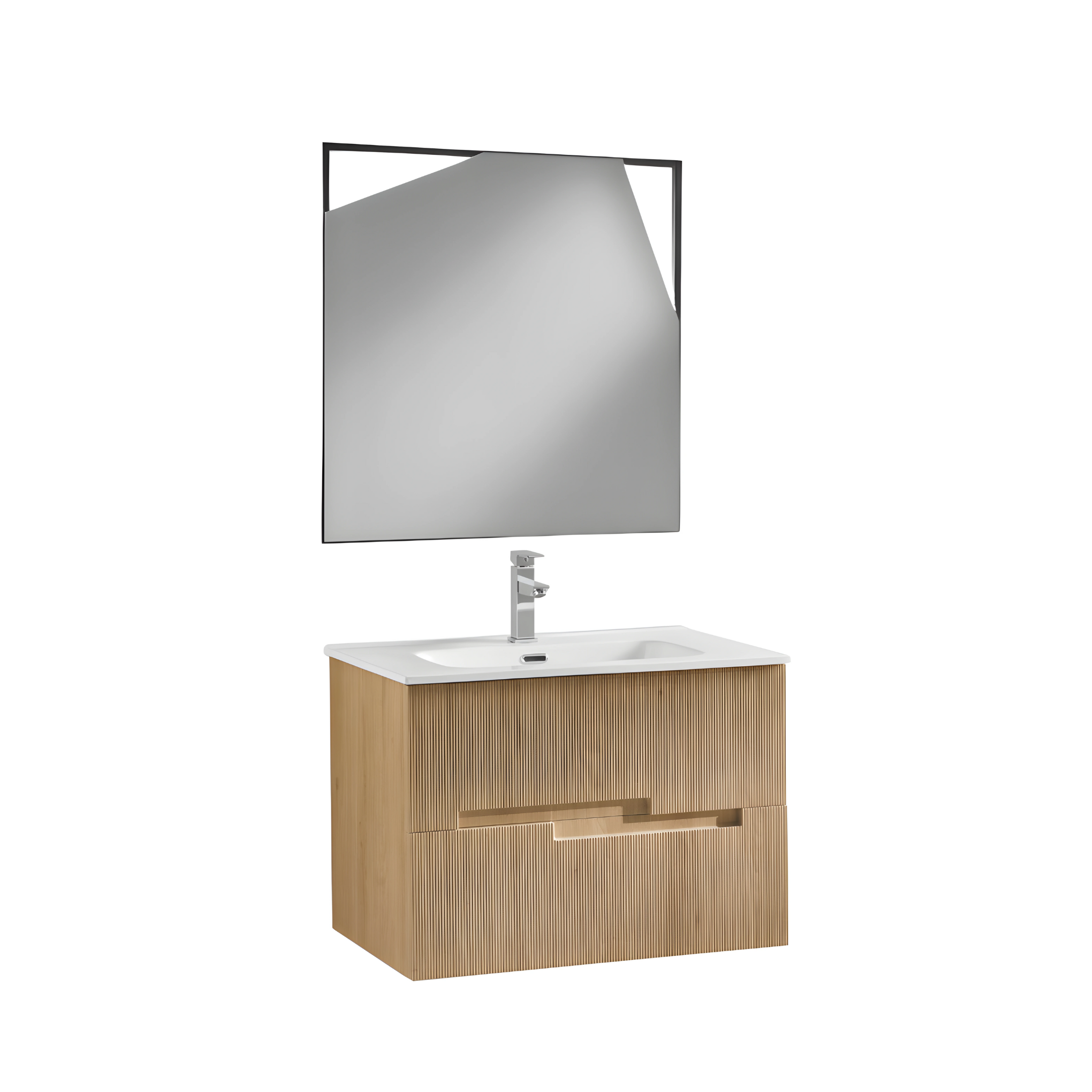 Mobile da bagno sospeso "Tayla" con 2 cassetti specchio Led e lavabo