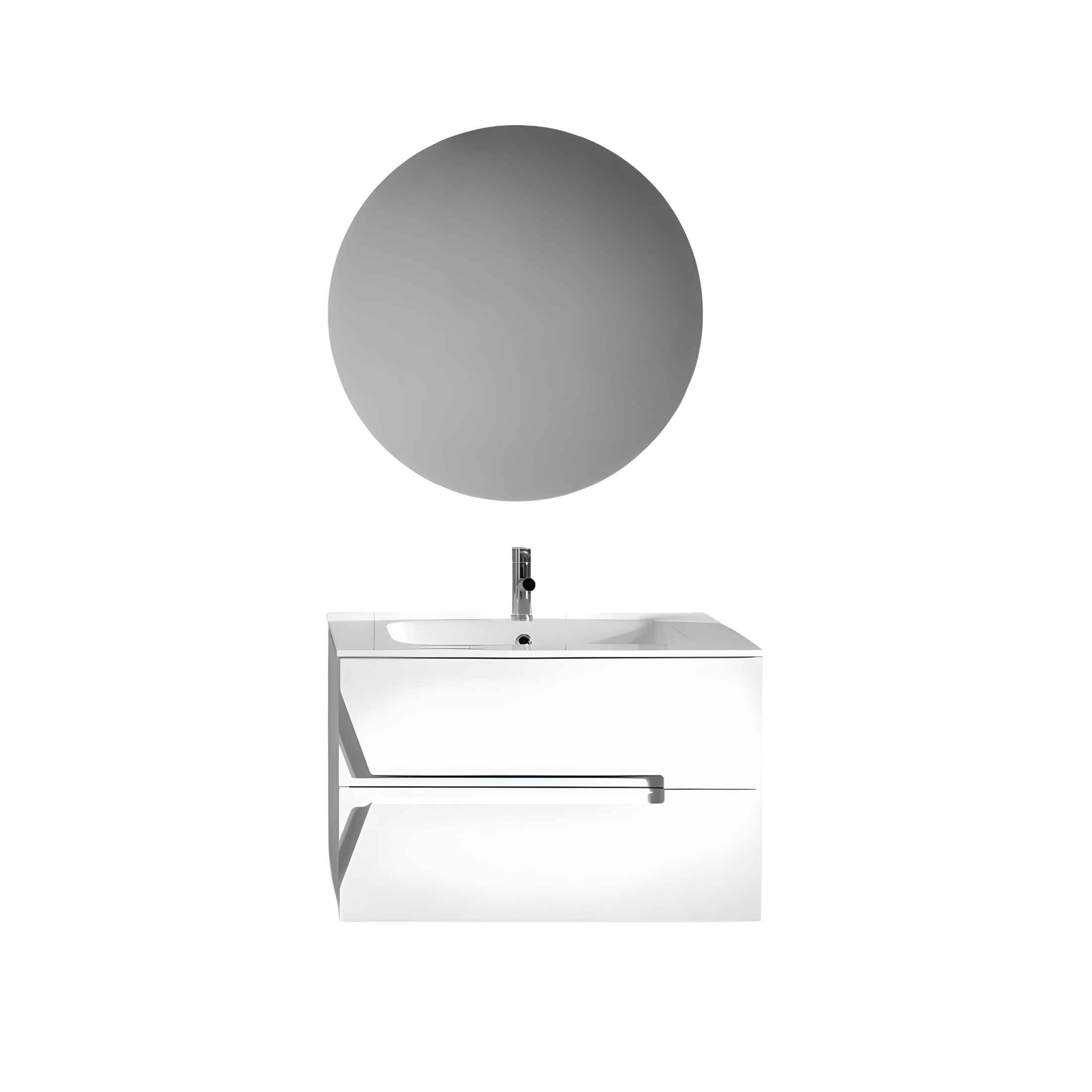 Mobile da bagno sospeso "Kleo" in legno con 2 cassetti lavabo e specchio