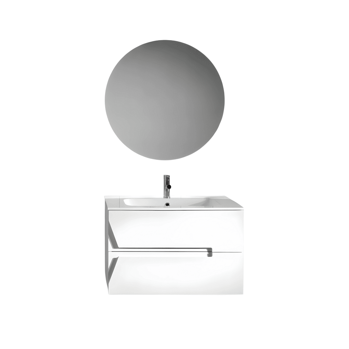 Mobile da bagno sospeso "Kleo" in legno con 2 cassetti lavabo e specchio - MondoViro