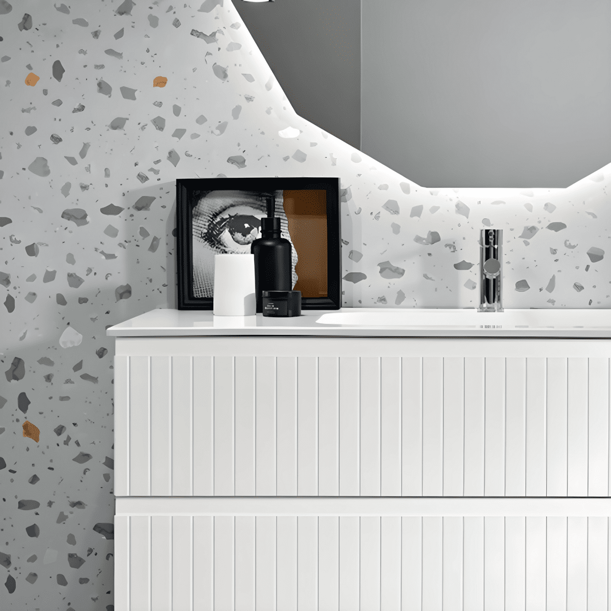 Mobile da bagno sospeso "Tango120" con 2 cassetti 2 ante e specchio Led - MondoViro