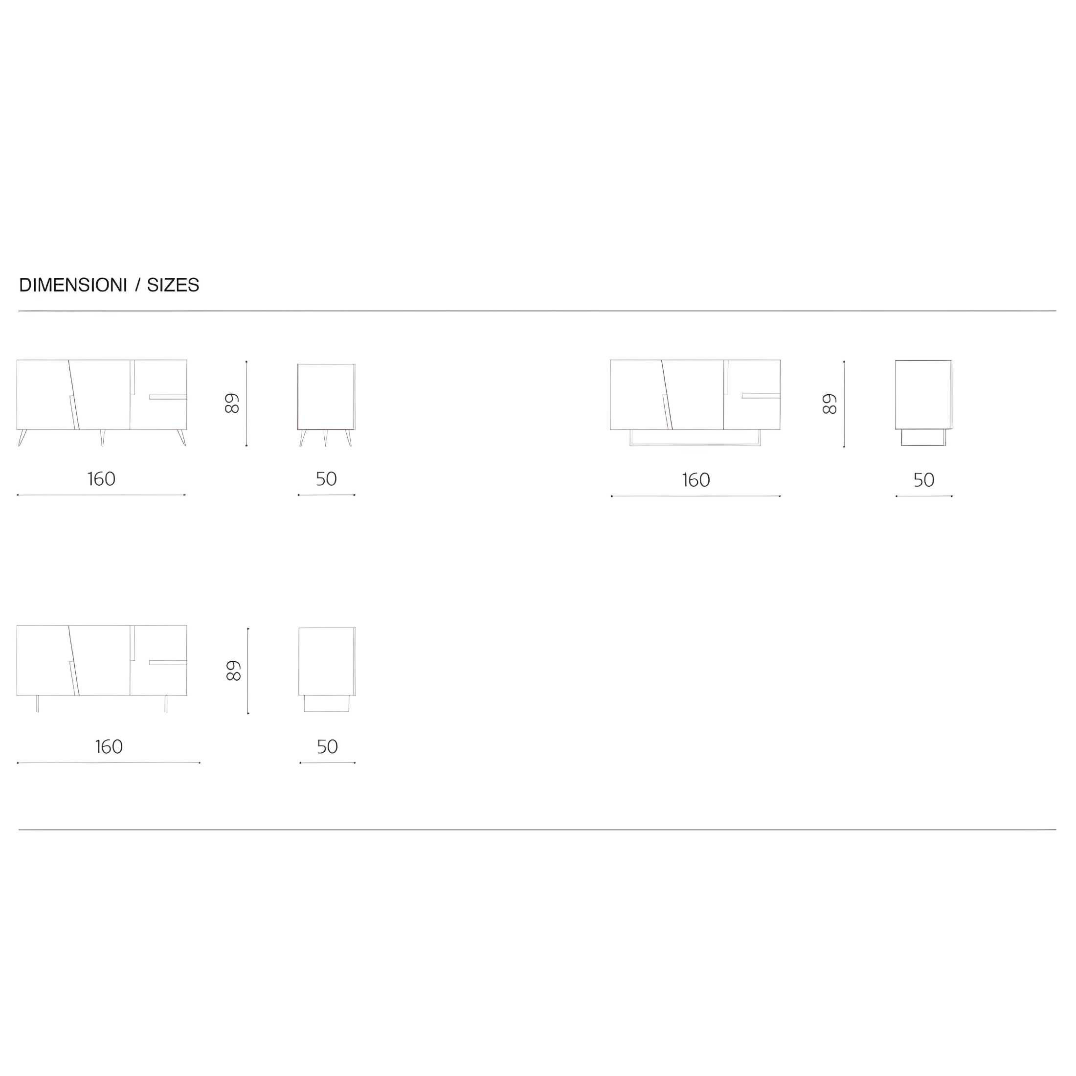 Madia 3 ante moderna già assemblata "Toledo" in nobilitato cm 160x50 89h