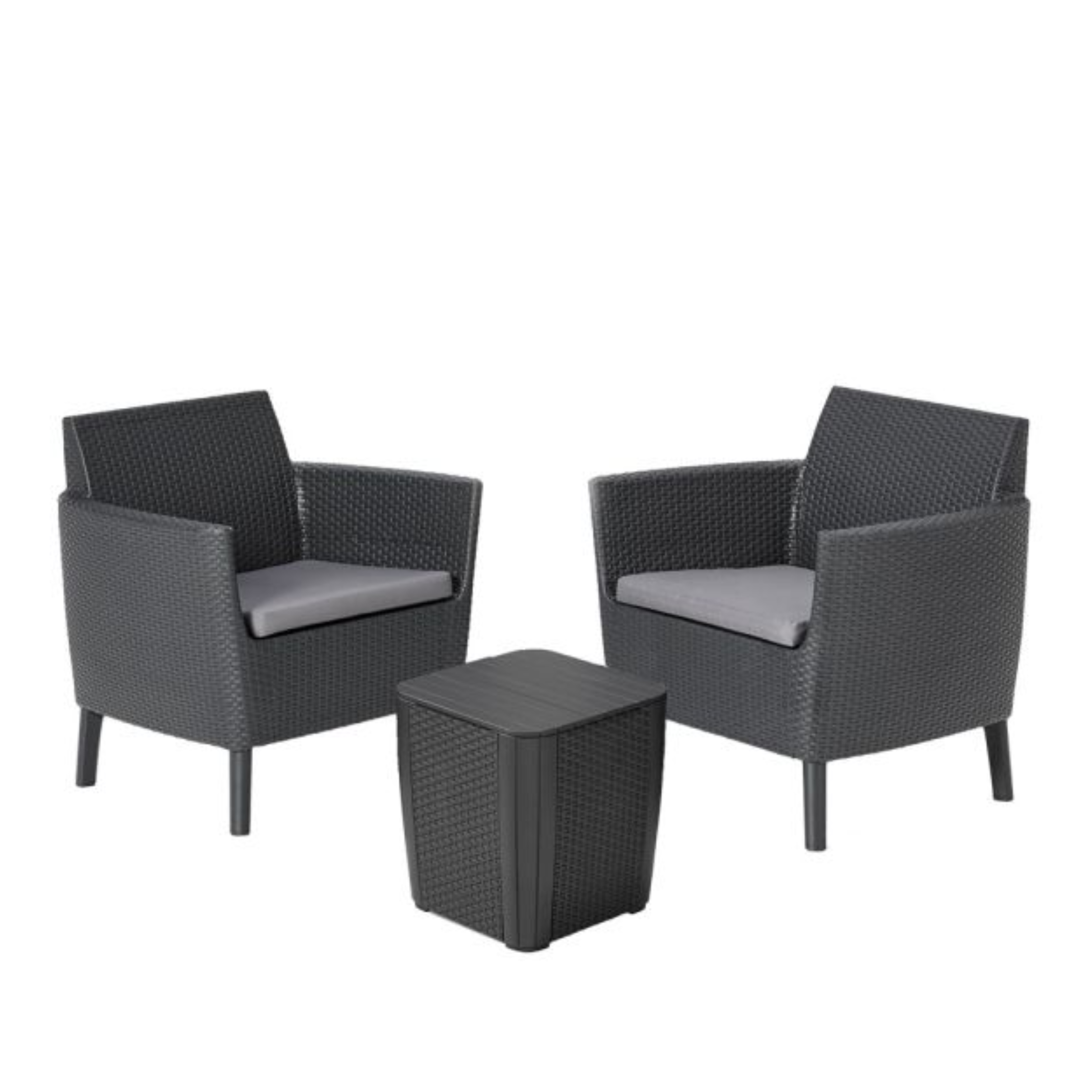 Salottino in resina da esterno "Salemo Balcony" 2 poltrone + tavolino contenitore