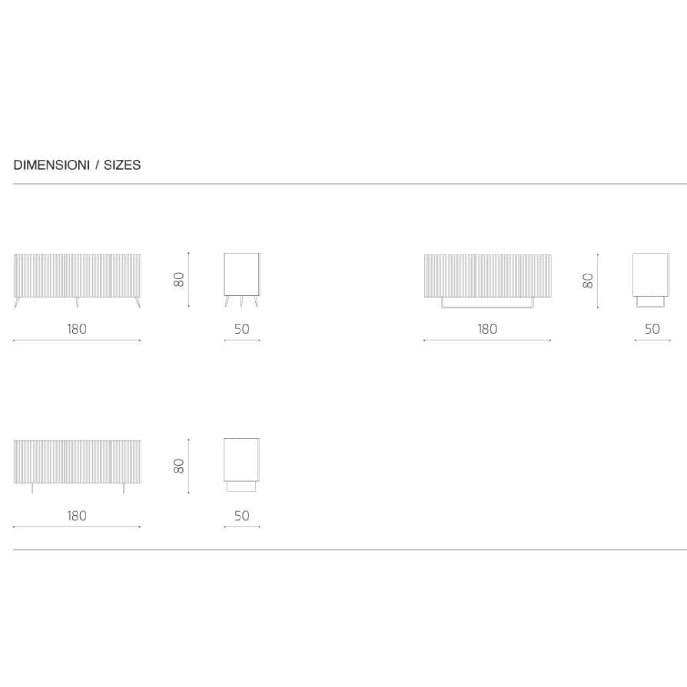 Madia moderna già assemblata "Marina1" 3 ante in legno laccato con piedini sagomati cm 180x50 80h