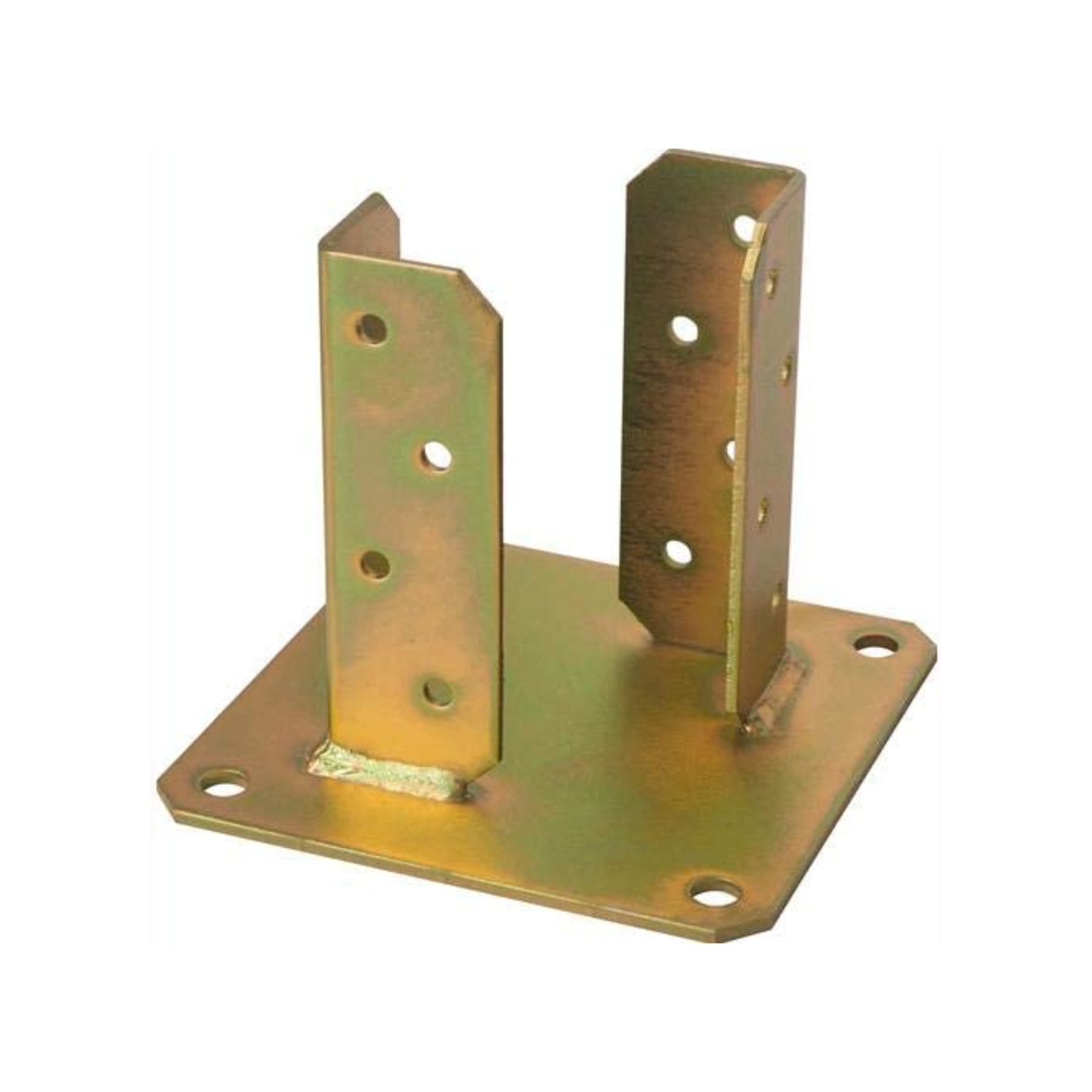 2pz Bicchiere per supporto pali quadrati con piastra in acciaio zincato